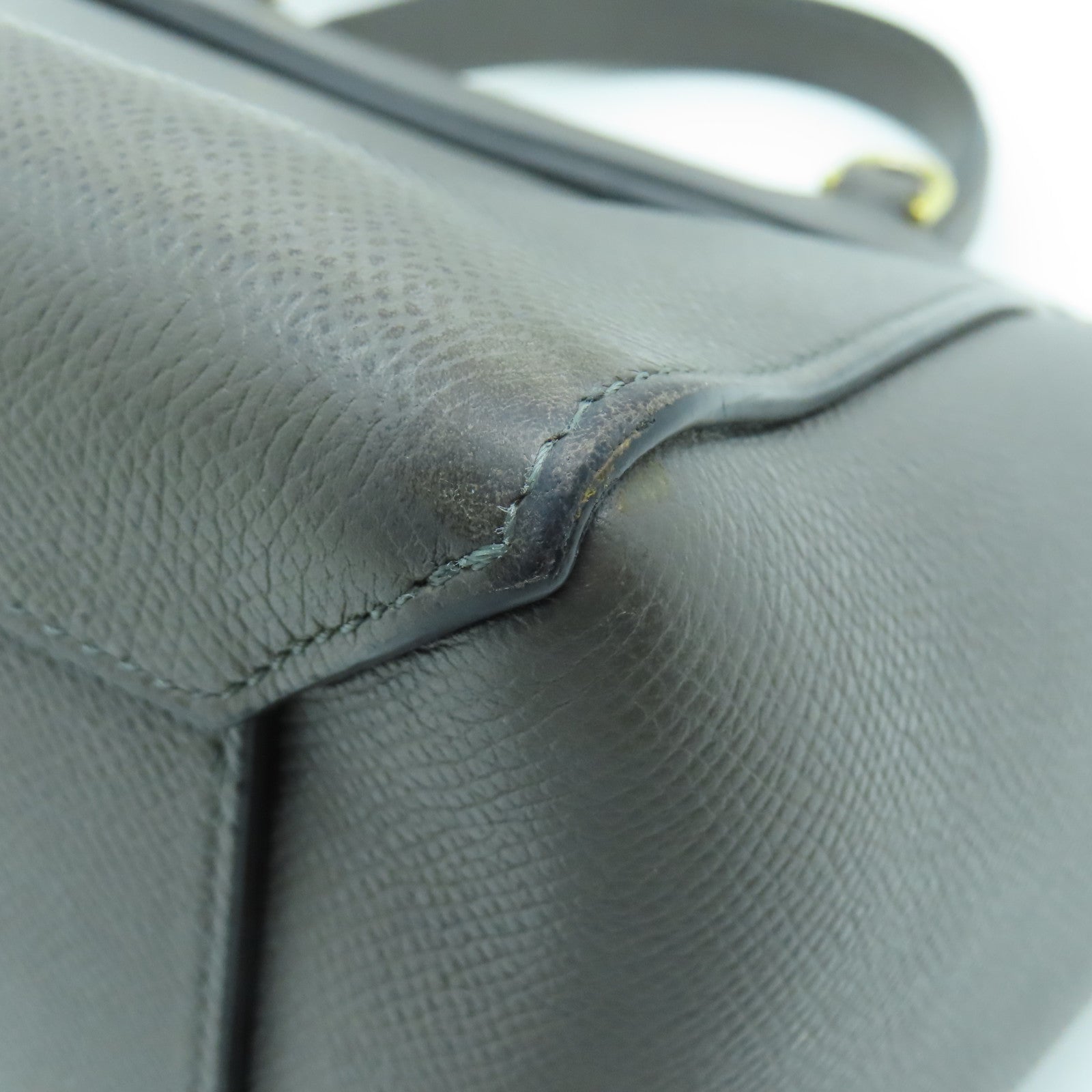 CELINE 牛皮皮革Belt Bag金扣手挽肩背两用袋灰色