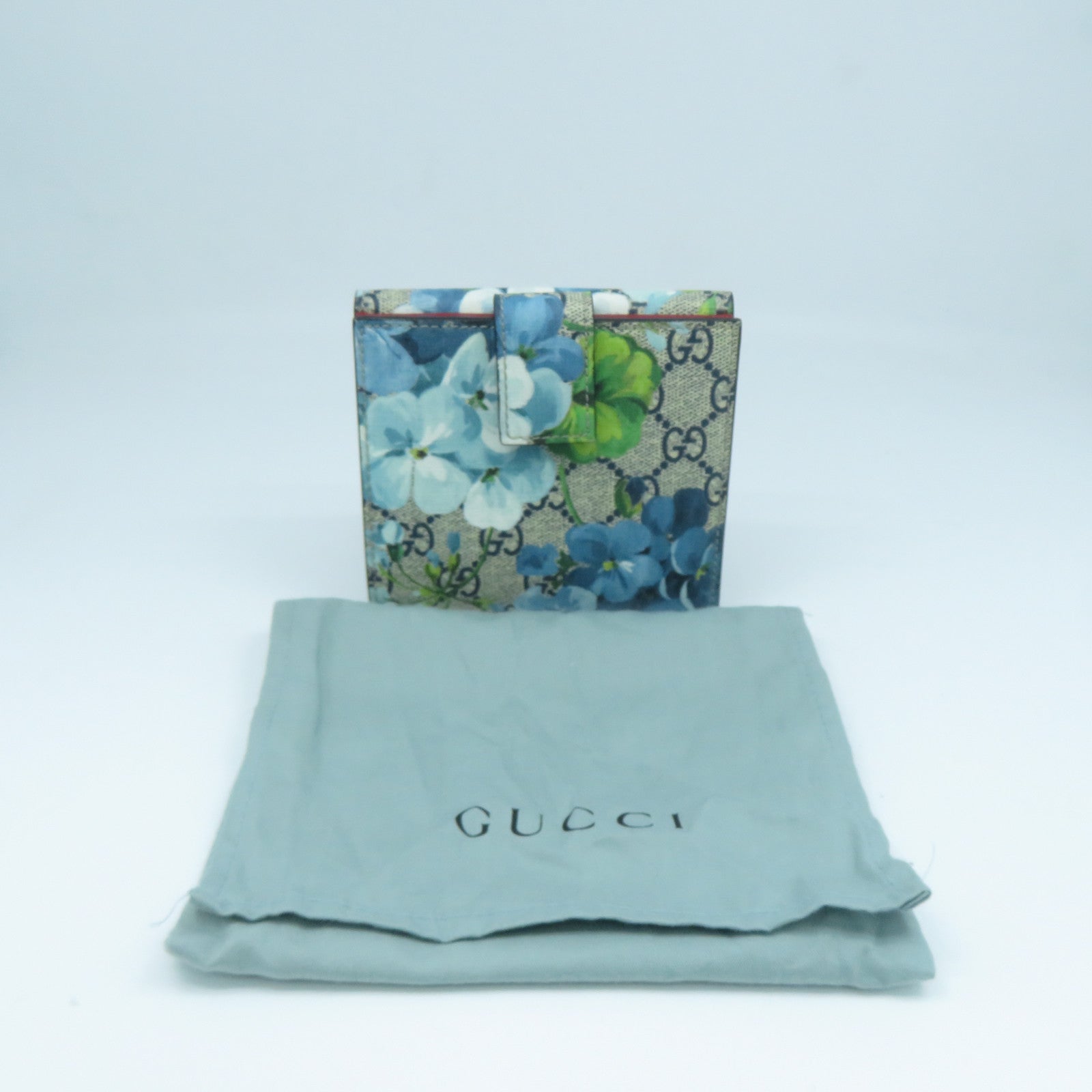 GUCCI 塗層帆布Wallet金扣錢包藍色/灰色