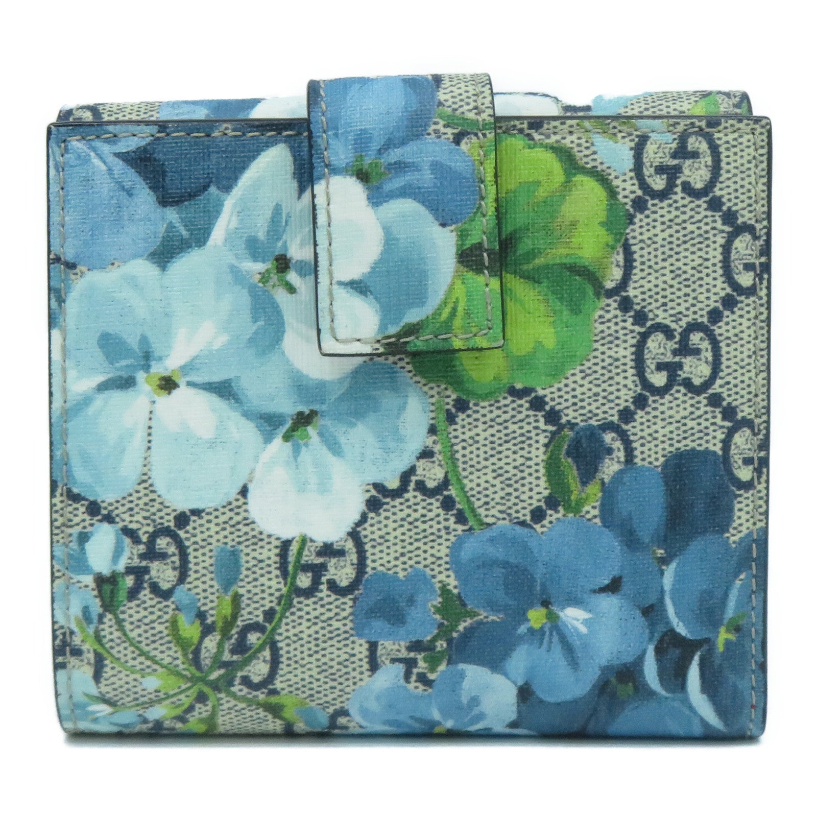 GUCCI 塗層帆布Wallet金扣錢包藍色/灰色