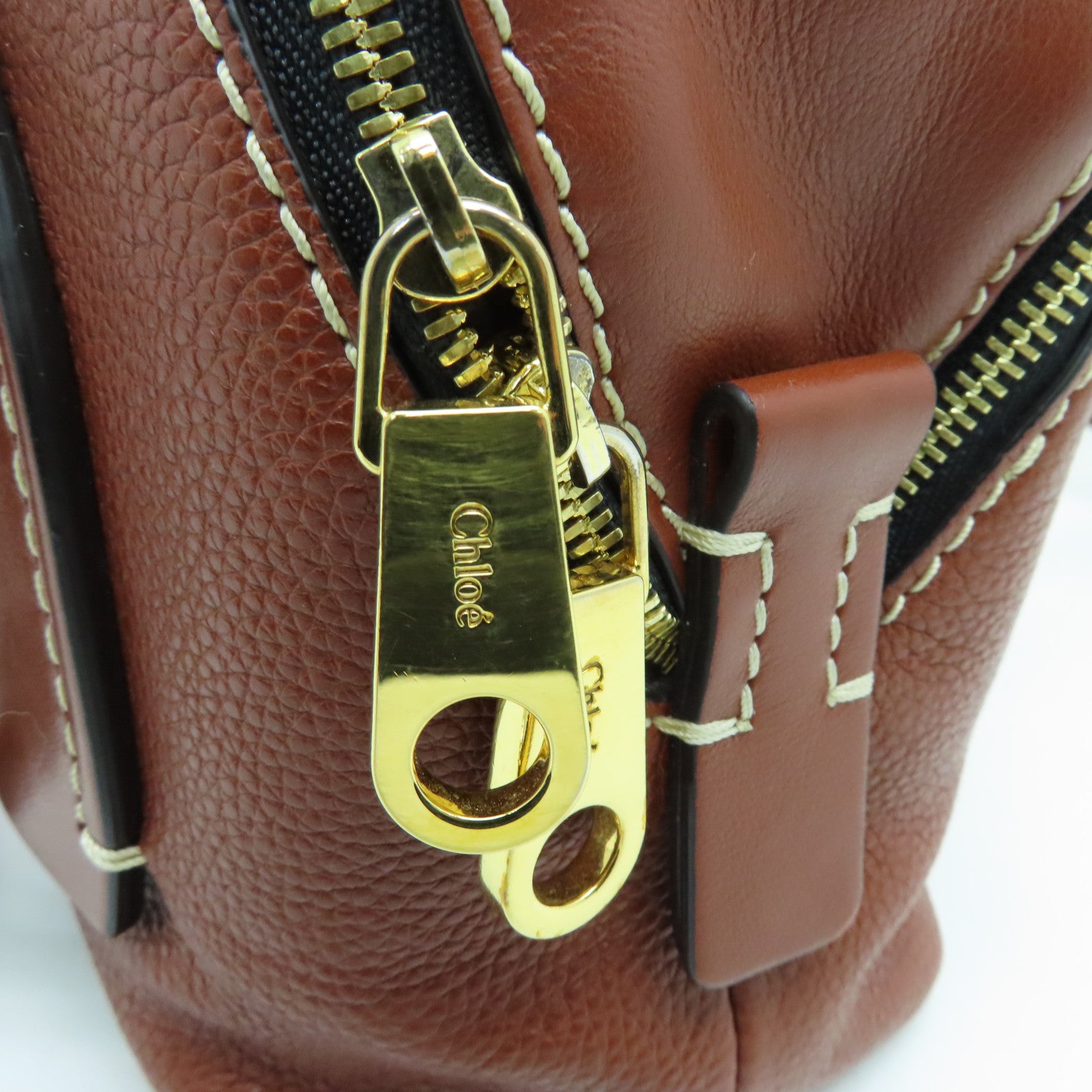 Chloe 牛皮皮革2way Shoulder Bag金扣手挽肩背兩用袋啡色