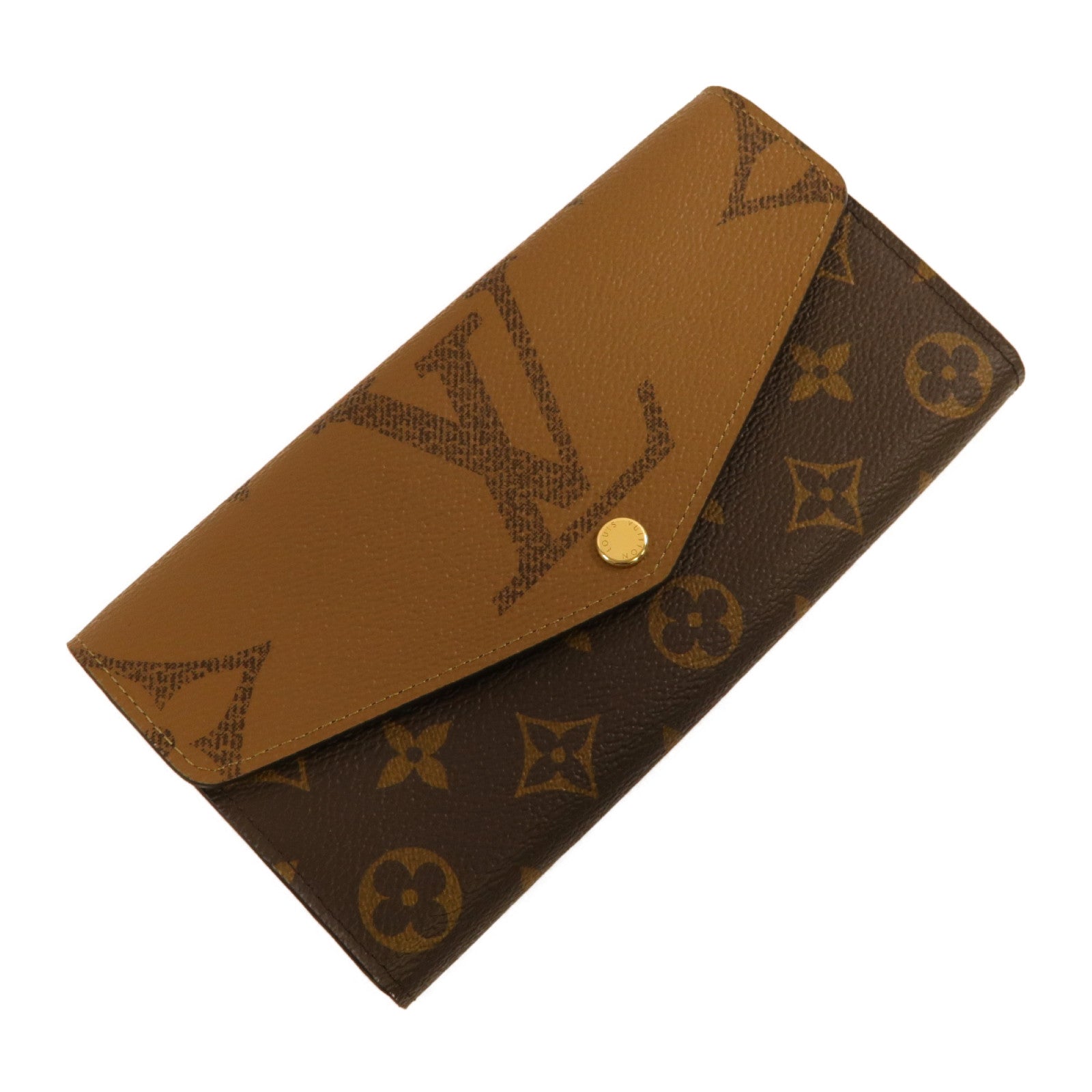 LOUIS VUITTON Monogram Sarah Wallet金扣長錢包啡色