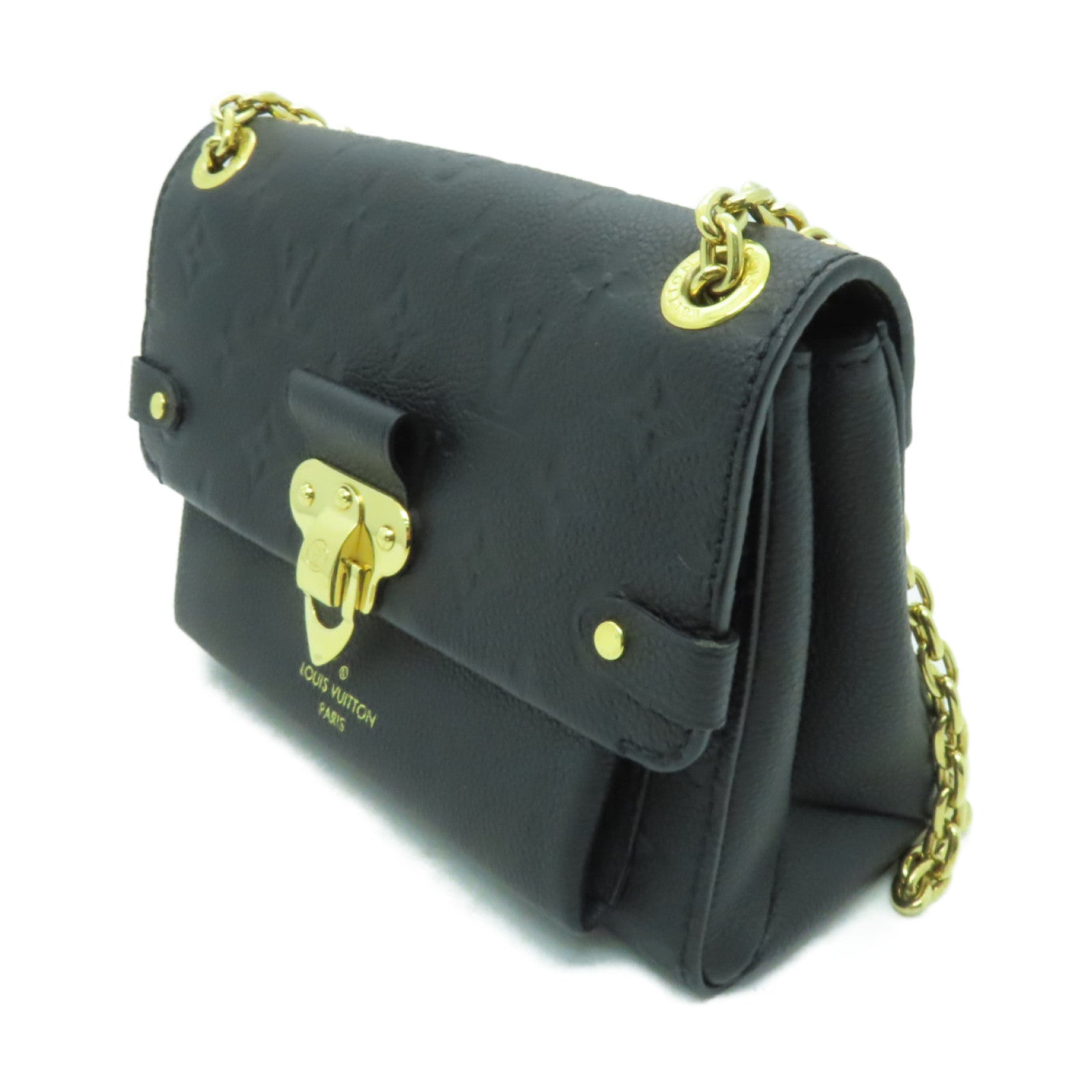 LOUIS VUITTON Monogram Empreinte Vavin BB金扣鏈帶肩背袋黑色