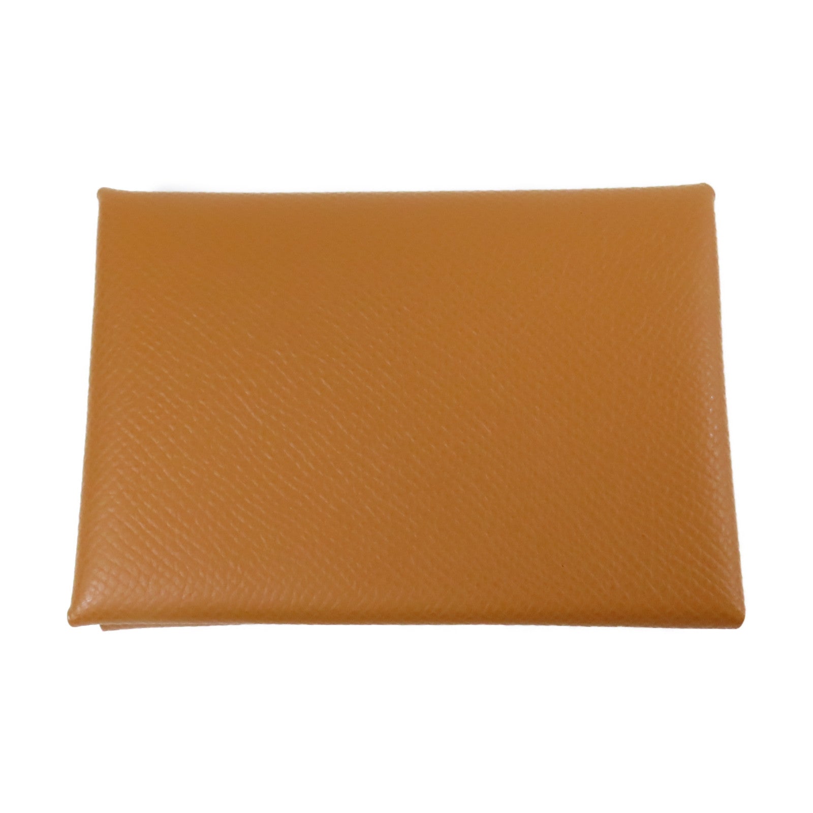 HERMES Epsom皮革Calvi Duo銀扣卡片套啡色