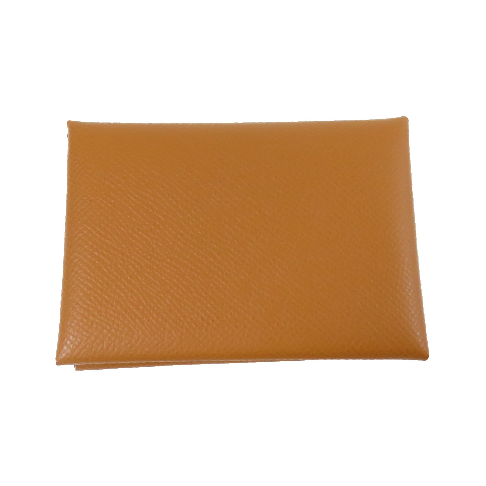 HERMES Epsom皮革Calvi Duo銀扣卡片套啡色