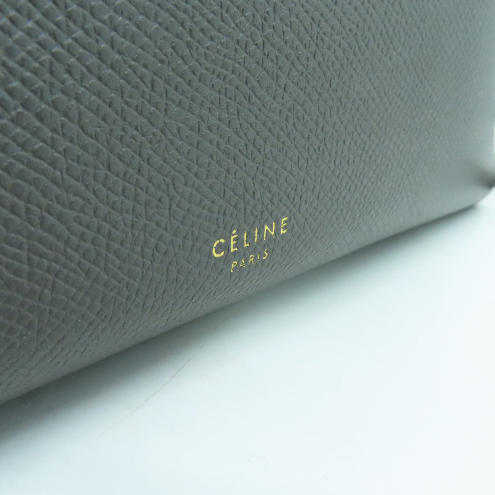 CELINE 牛皮皮革Belt Bag金扣手挽肩背两用袋灰色