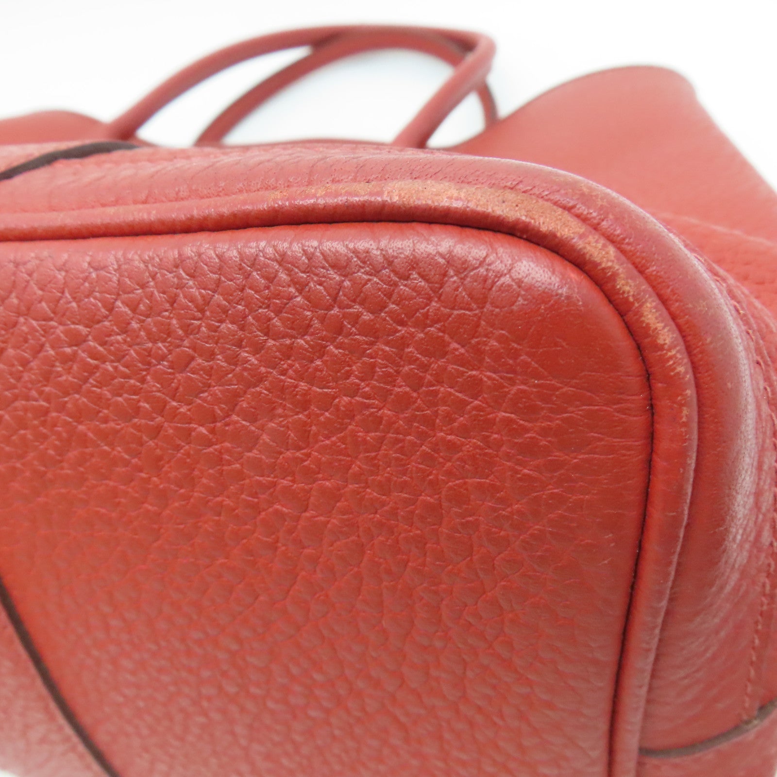 HERMES Clemence Leather Garden Party PM Silver Buckle Handle Bag Red