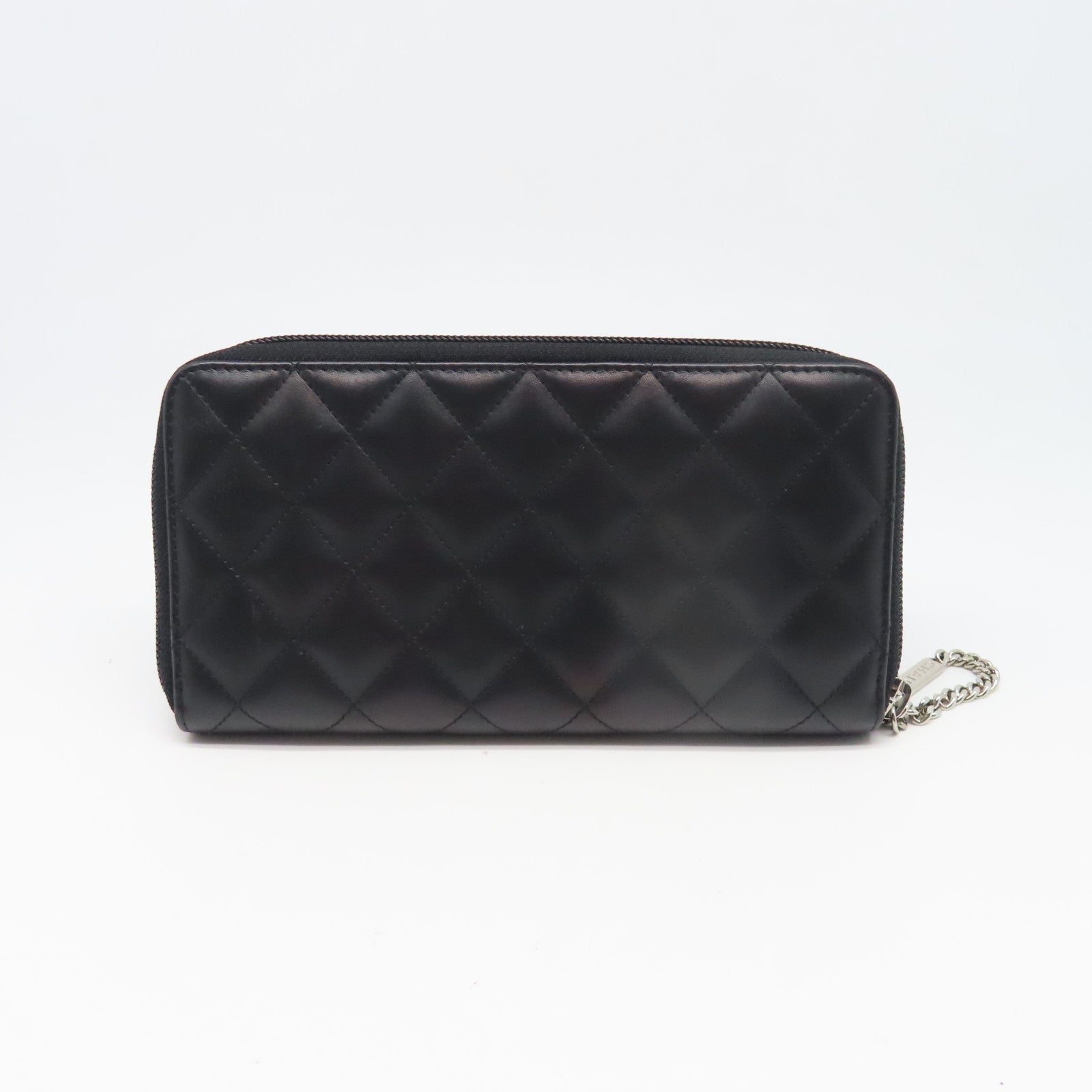 CHANEL 菱格Cambon Long Wallet銀扣長錢包黑色