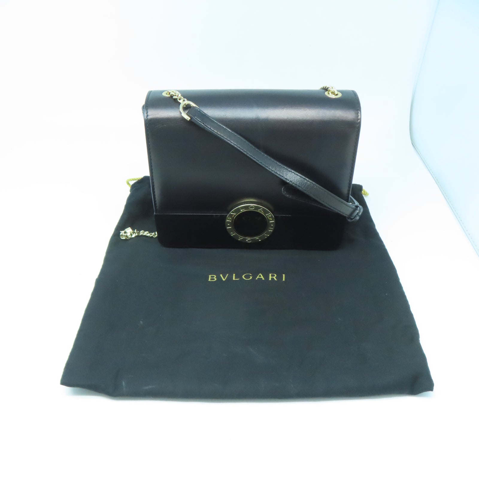 BVLGARI 牛皮皮革Shoulder Bag金扣肩背袋黑色