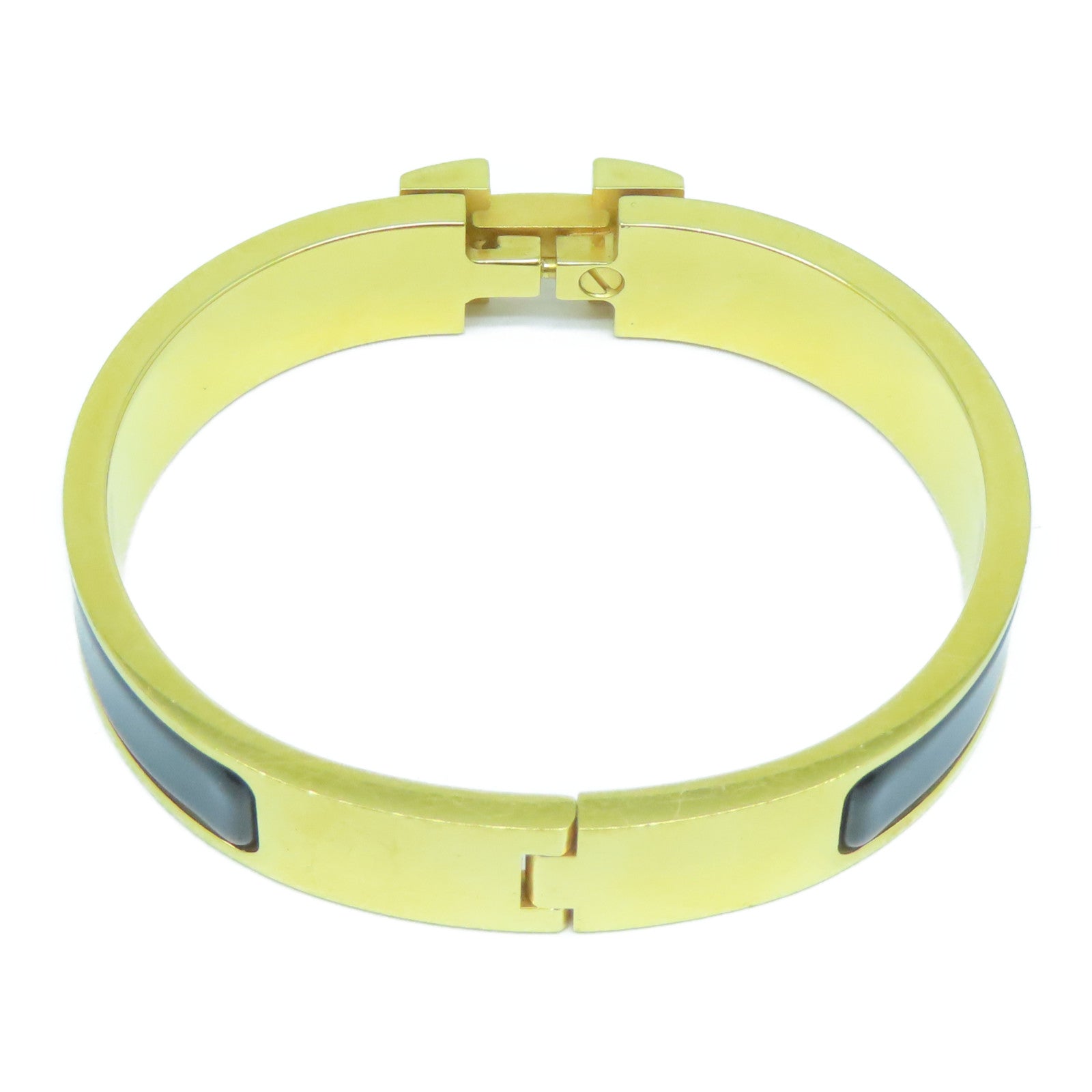 HERMES 金屬Clic H Bracelet金扣手鐲Noir黑色