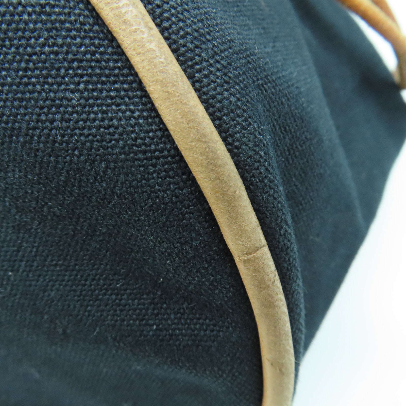 HERMES 【激減優惠】帆布Sac Polochon銀扣背包黑色