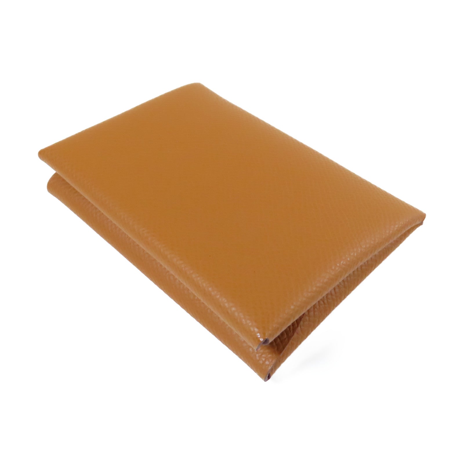 HERMES Epsom皮革Calvi Duo銀扣卡片套啡色