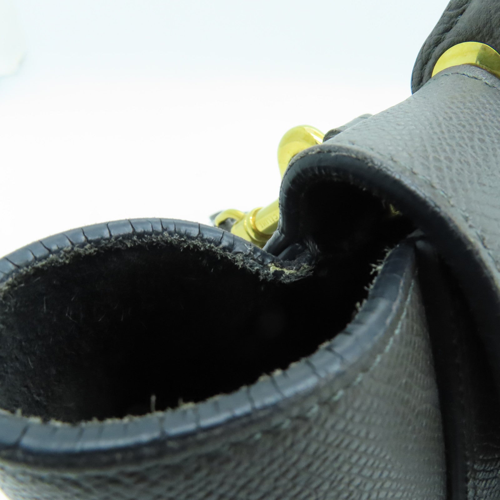 CELINE 牛皮皮革Belt Bag金扣手挽肩背两用袋灰色