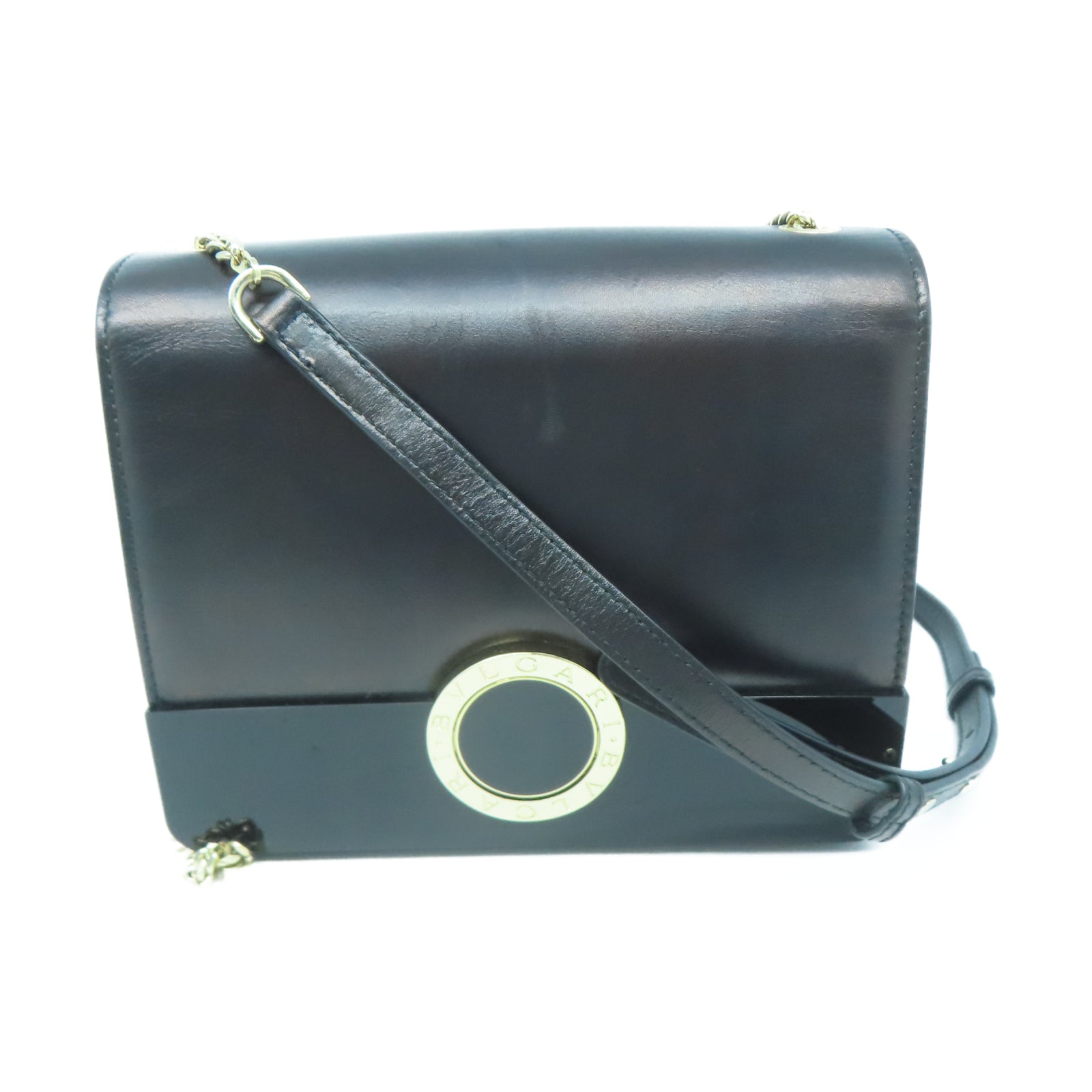 BVLGARI 牛皮皮革Shoulder Bag金扣肩背袋黑色