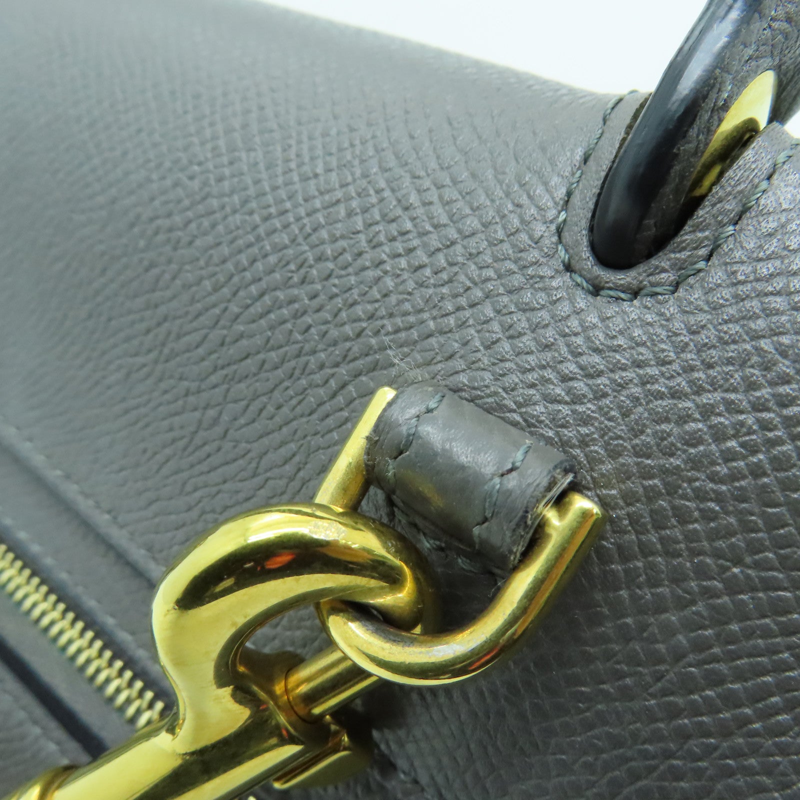 CELINE 牛皮皮革Belt Bag金扣手挽肩背两用袋灰色