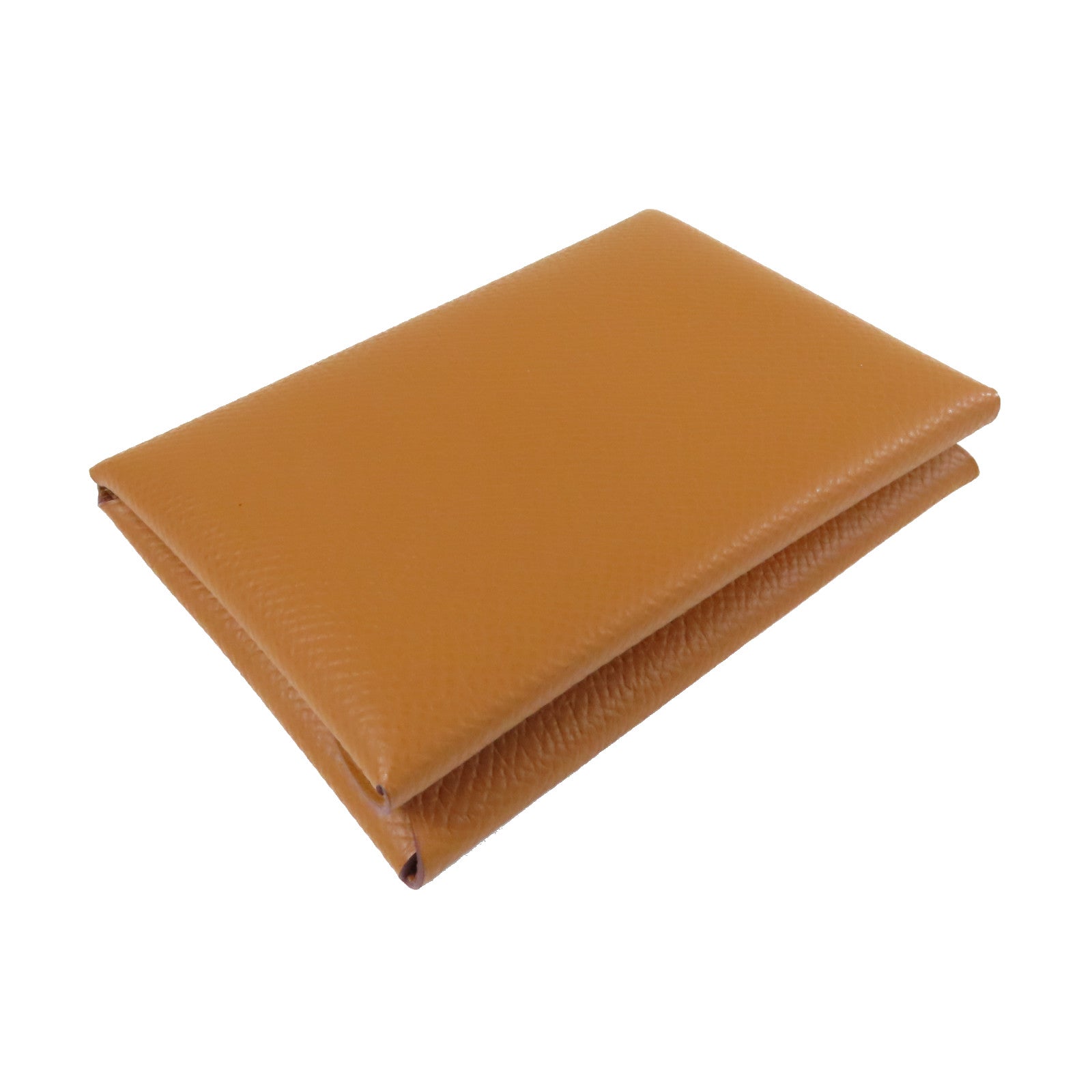 HERMES Epsom皮革Calvi Duo銀扣卡片套啡色