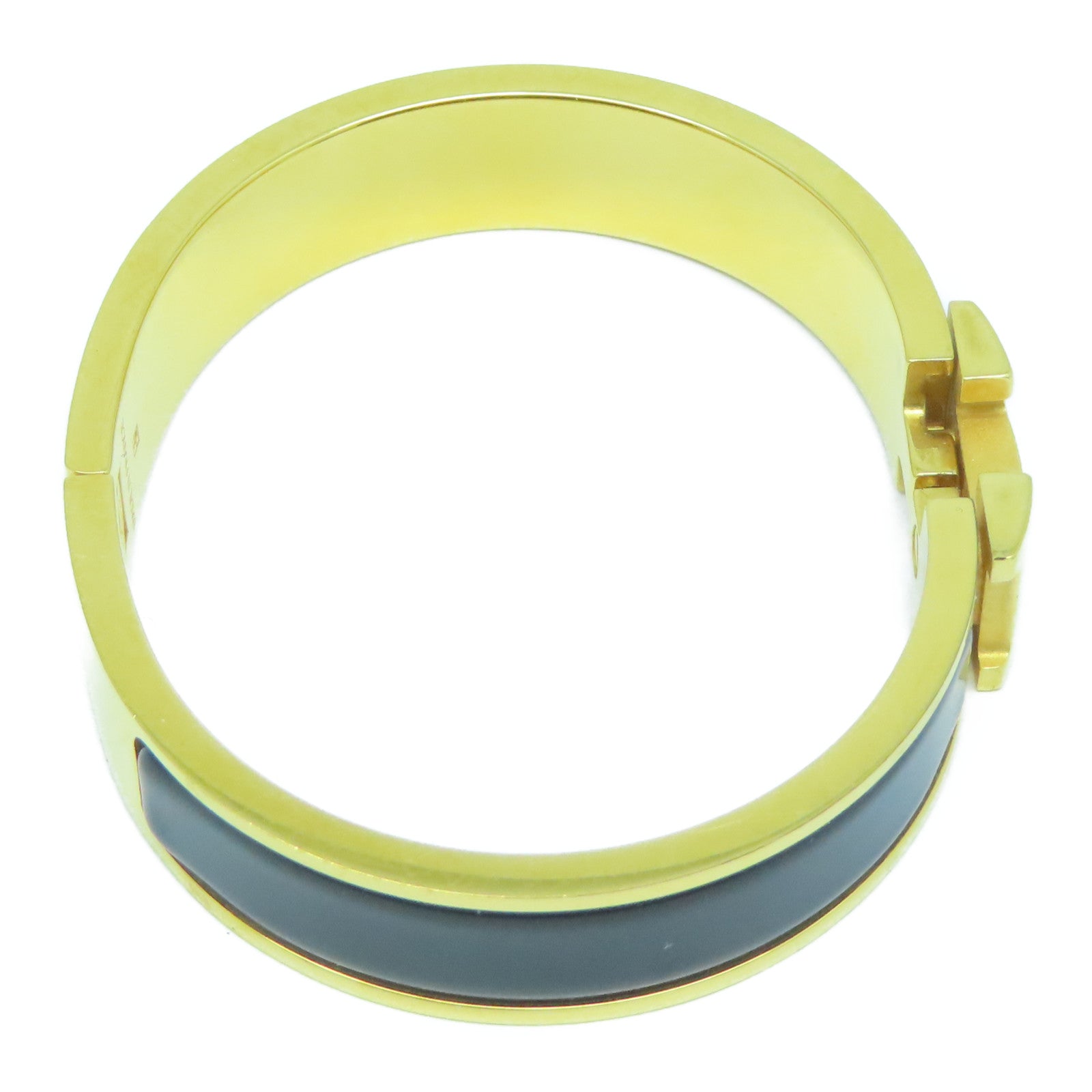 HERMES 金屬Clic H Bracelet金扣手鐲Noir黑色