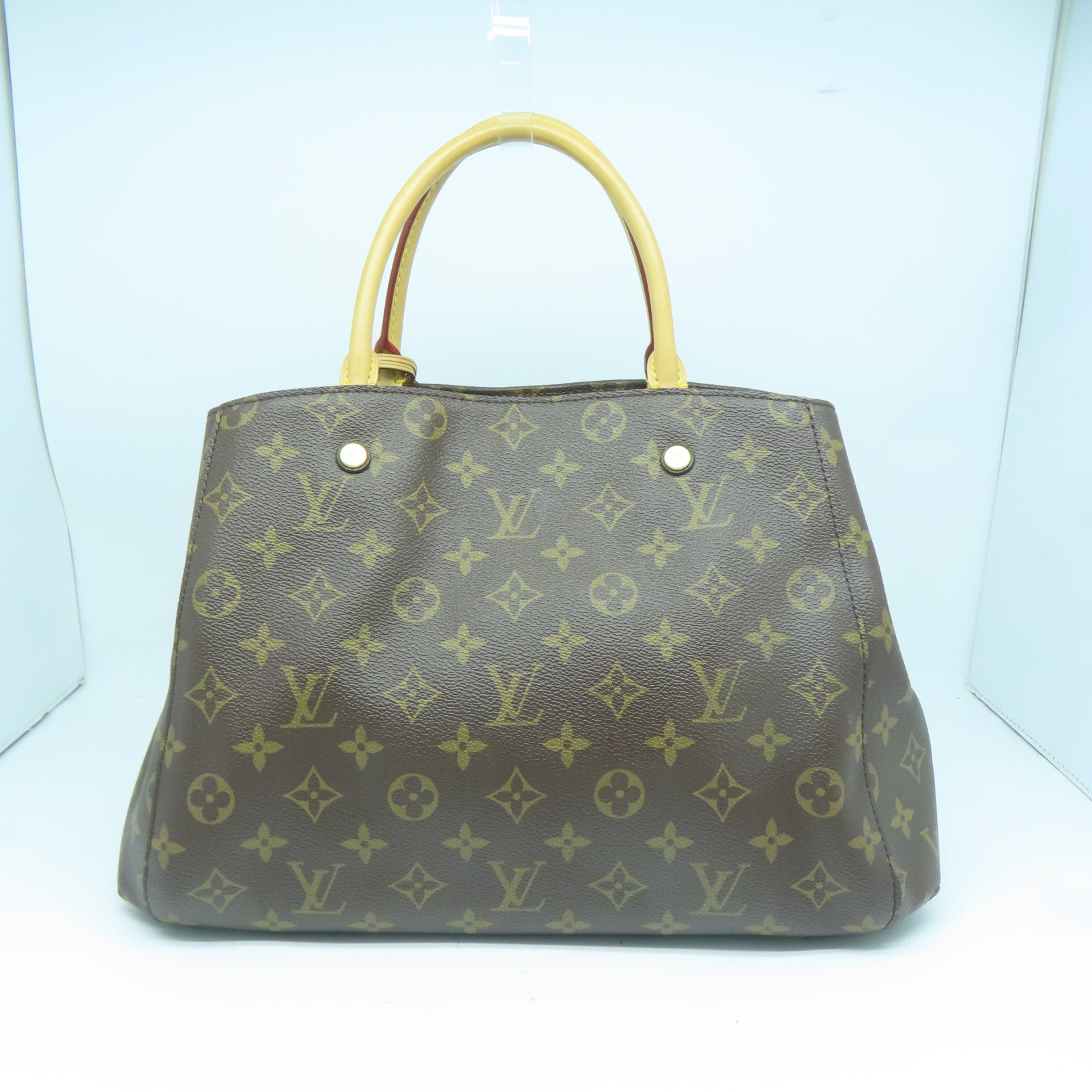 LOUIS VUITTON Monogram Montaigne MM金扣手挽肩背兩用袋棕色