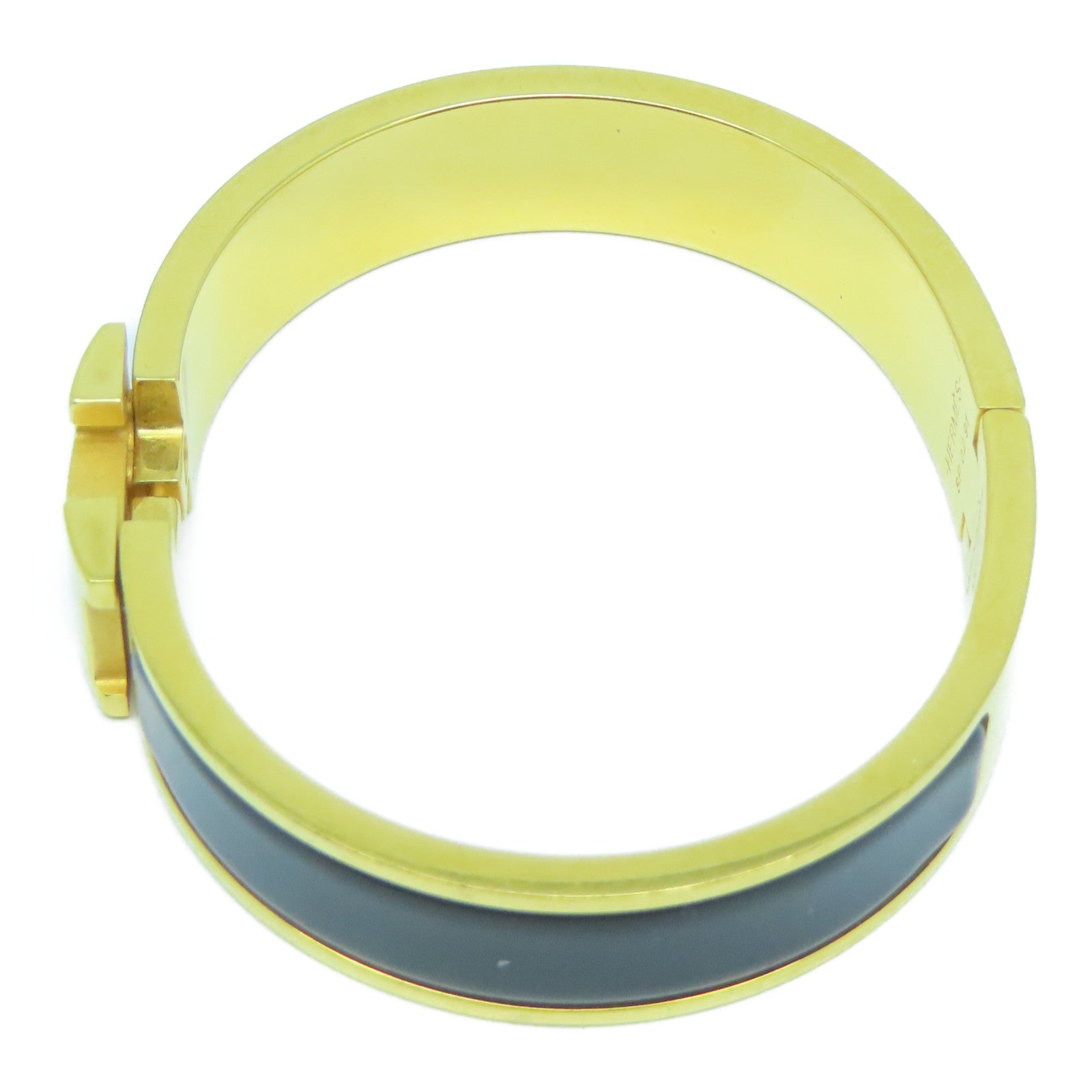 HERMES 金屬Clic H Bracelet金扣手鐲Noir黑色