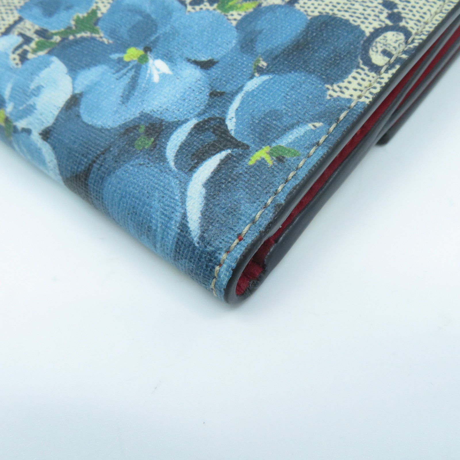 GUCCI 塗層帆布Wallet金扣錢包藍色/灰色