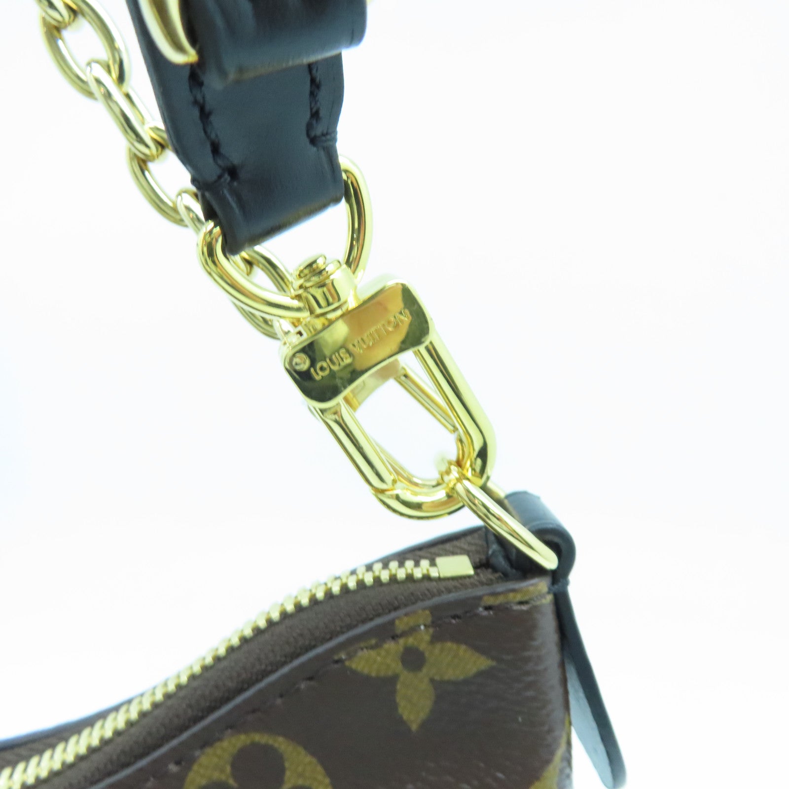 LOUIS VUITTON Monogram Boulogne Gold Buckle Shoulder Bag Brown