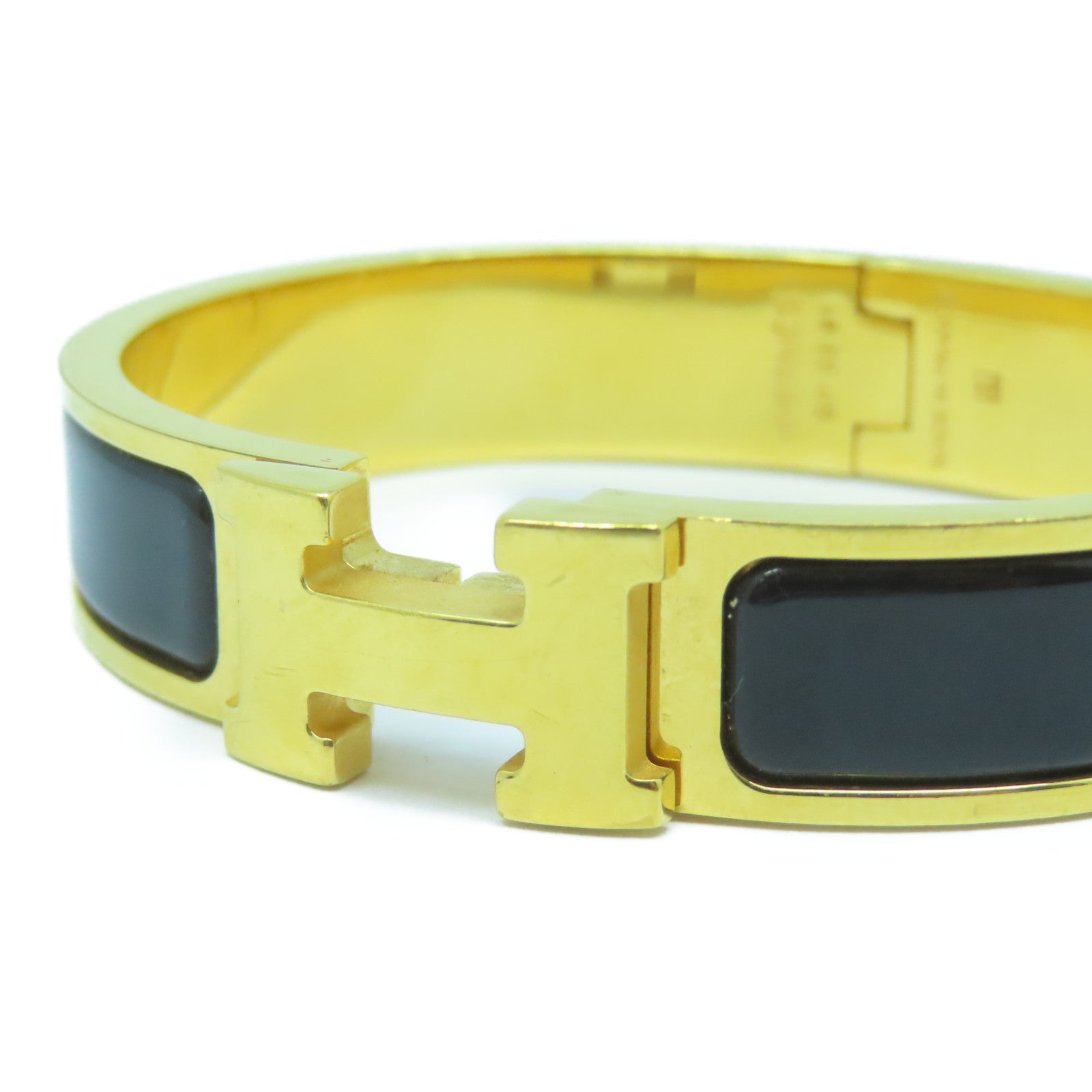 HERMES 金屬Clic H Bracelet金扣手鐲Noir黑色