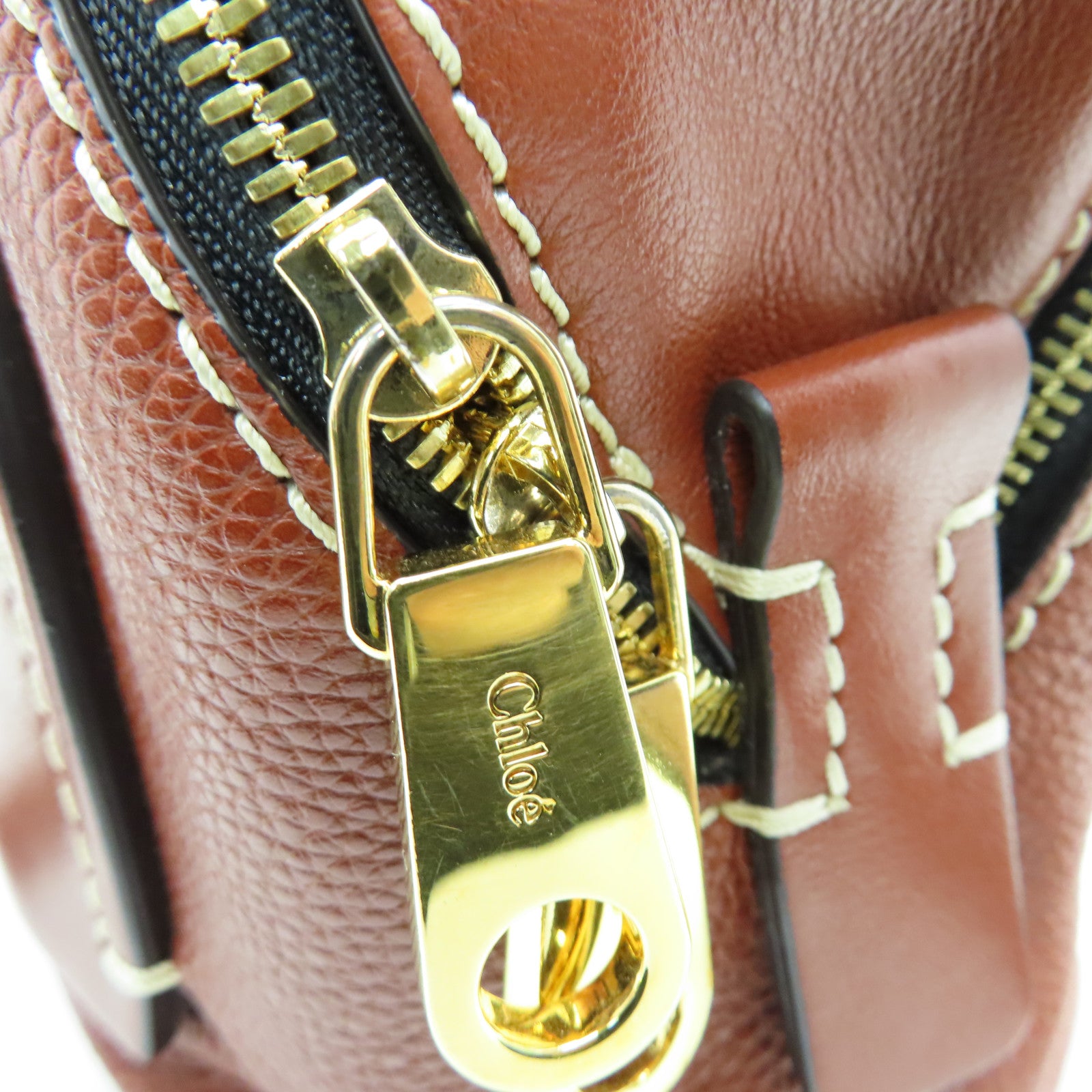 Chloe 牛皮皮革2way Shoulder Bag金扣手挽肩背兩用袋啡色