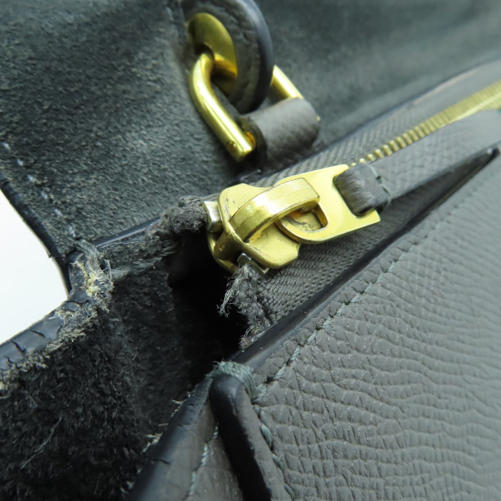 CELINE 牛皮皮革Belt Bag金扣手挽肩背两用袋灰色