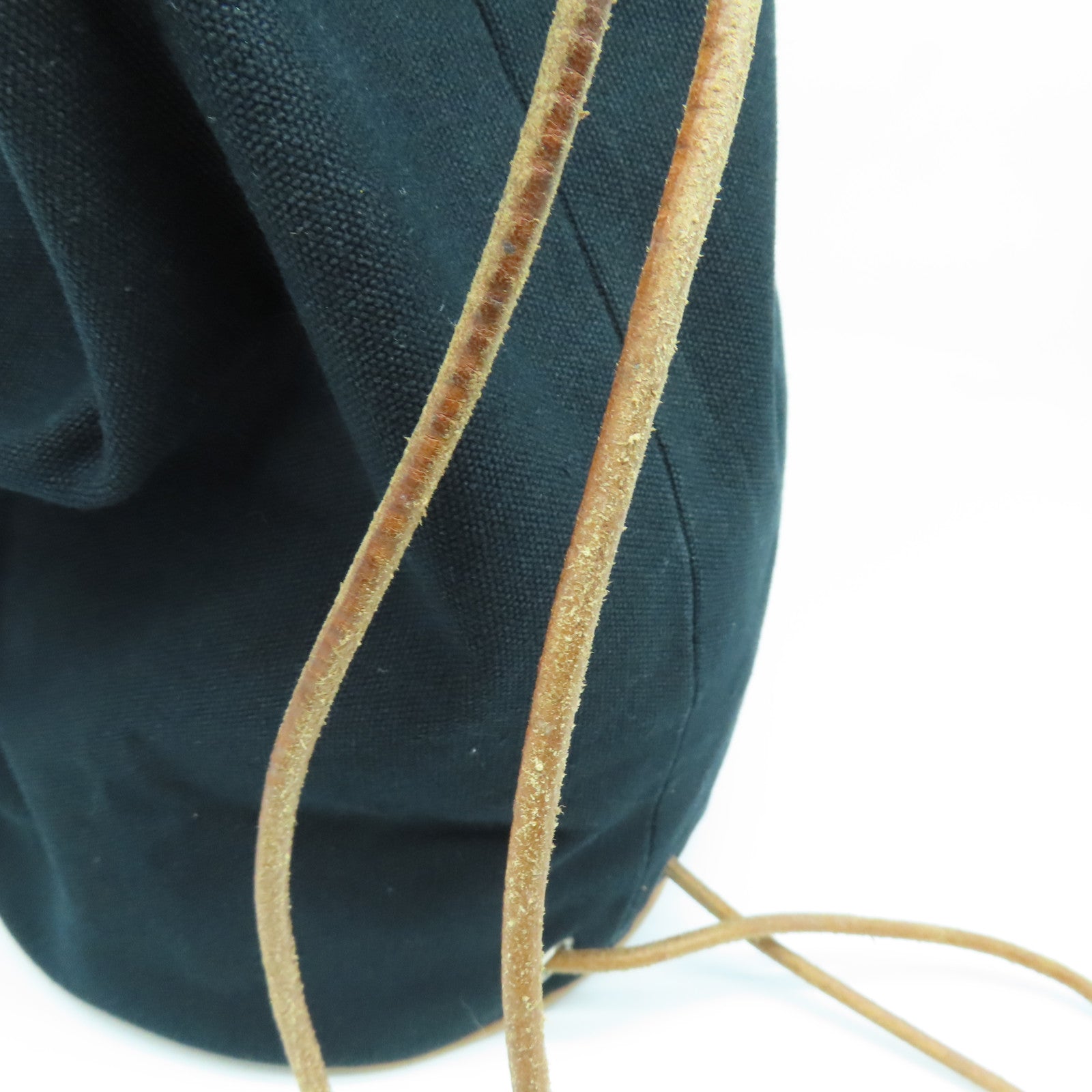 HERMES 【激減優惠】帆布Sac Polochon銀扣背包黑色