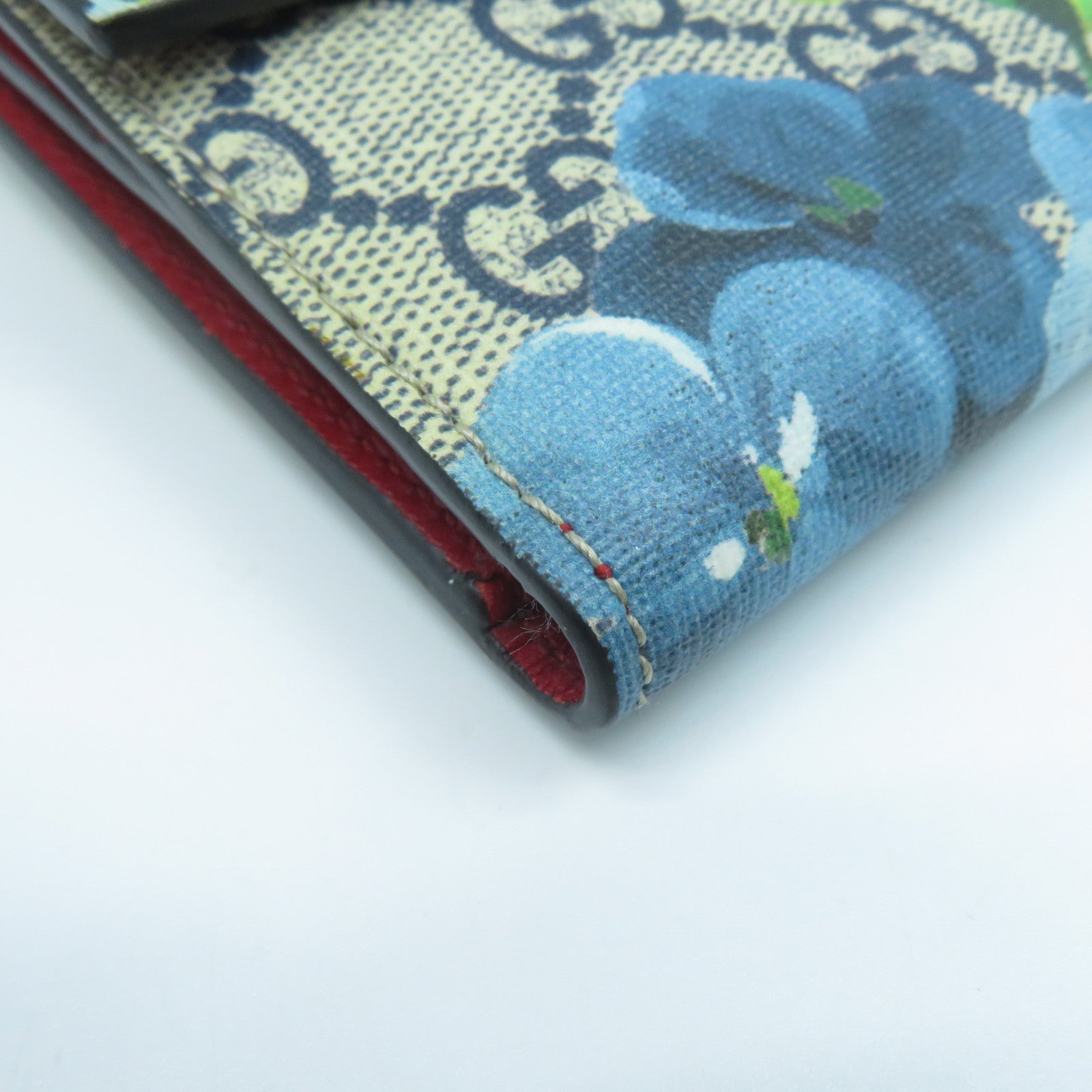 GUCCI 塗層帆布Wallet金扣錢包藍色/灰色