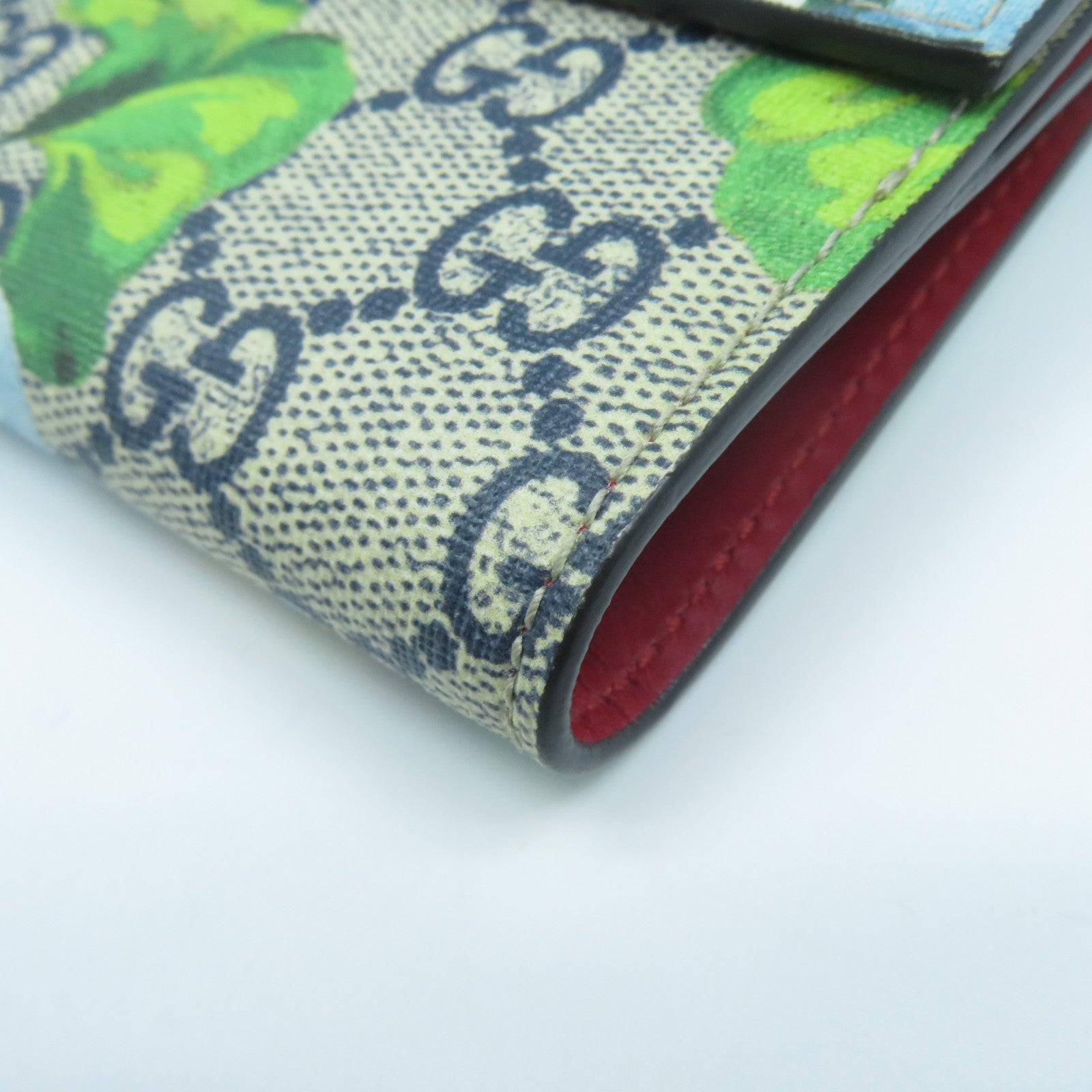 GUCCI 塗層帆布Wallet金扣錢包藍色/灰色
