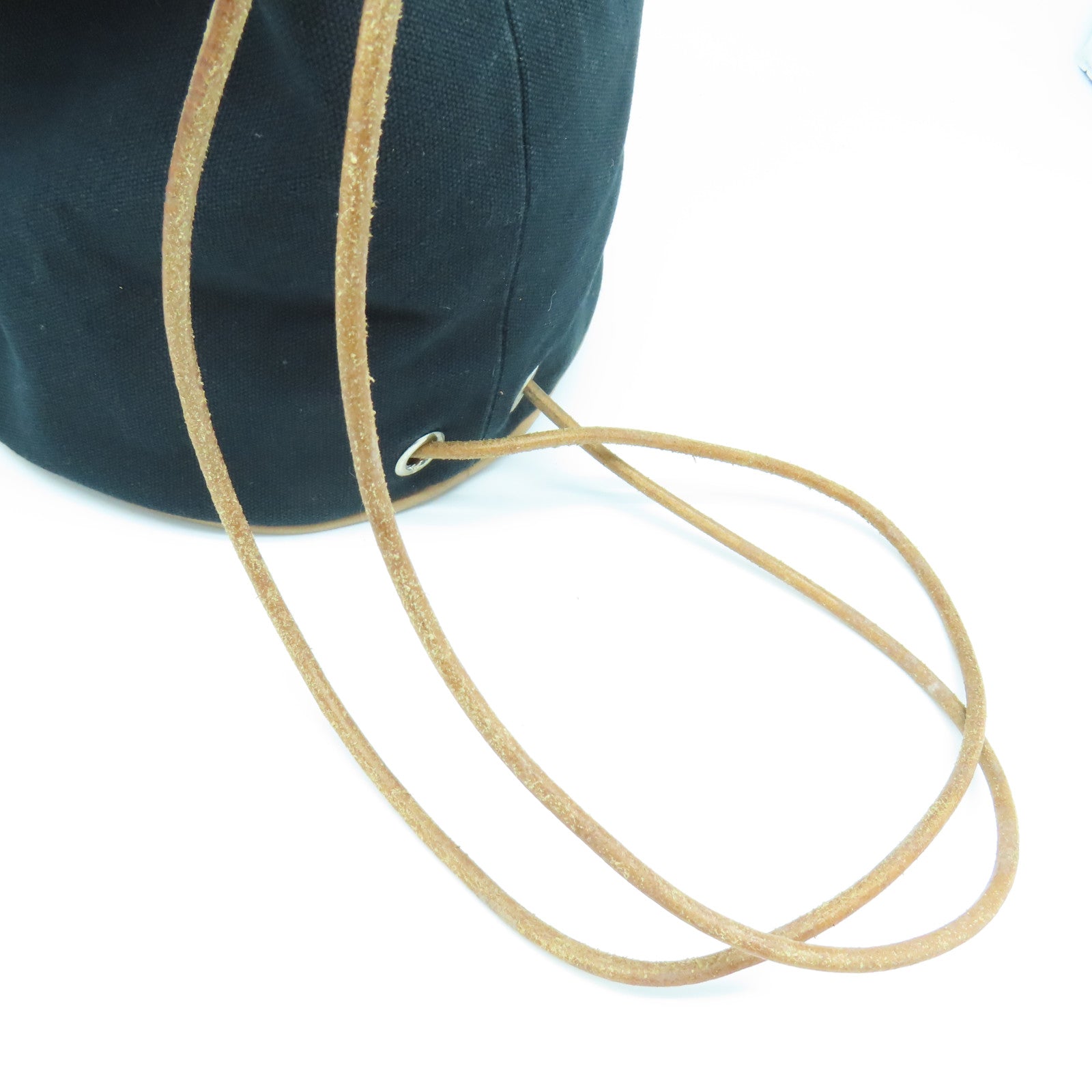 HERMES 【激減優惠】帆布Sac Polochon銀扣背包黑色