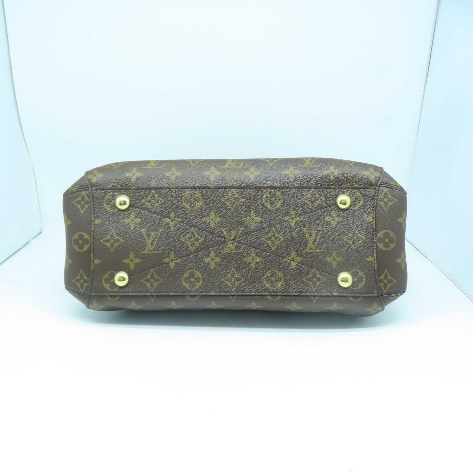 LOUIS VUITTON Monogram Montaigne MM金扣手挽肩背兩用袋棕色