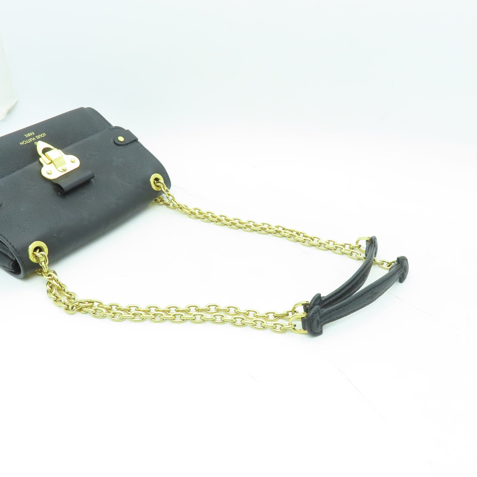 LOUIS VUITTON Monogram Empreinte Vavin BB金扣鏈帶肩背袋黑色
