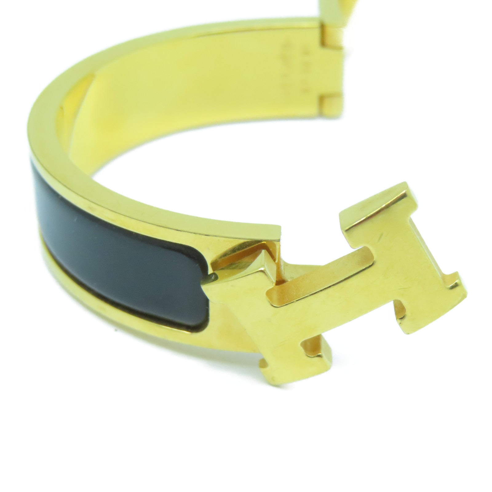 HERMES 金屬Clic H Bracelet金扣手鐲Noir黑色