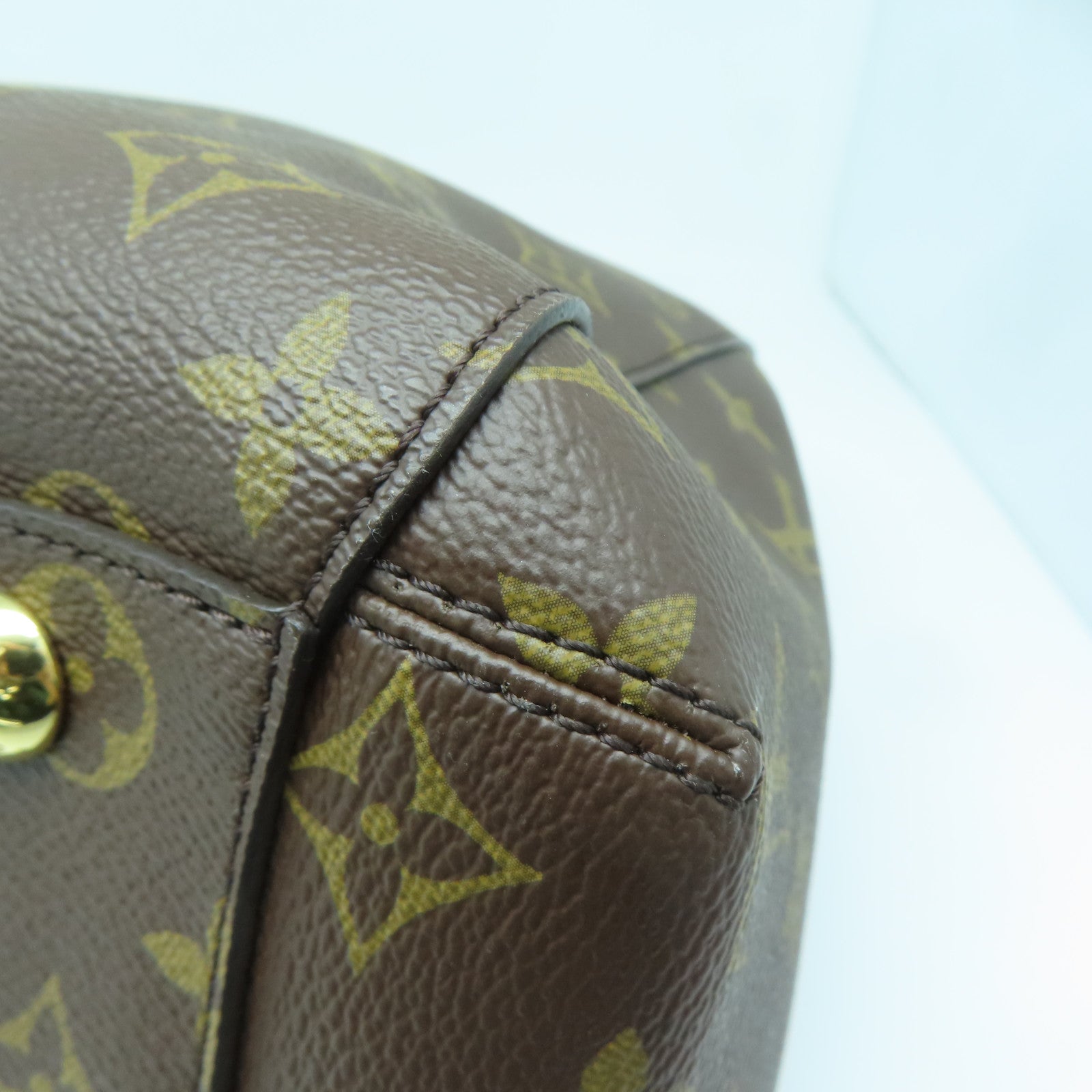 LOUIS VUITTON Monogram Montaigne MM金扣手挽肩背兩用袋棕色