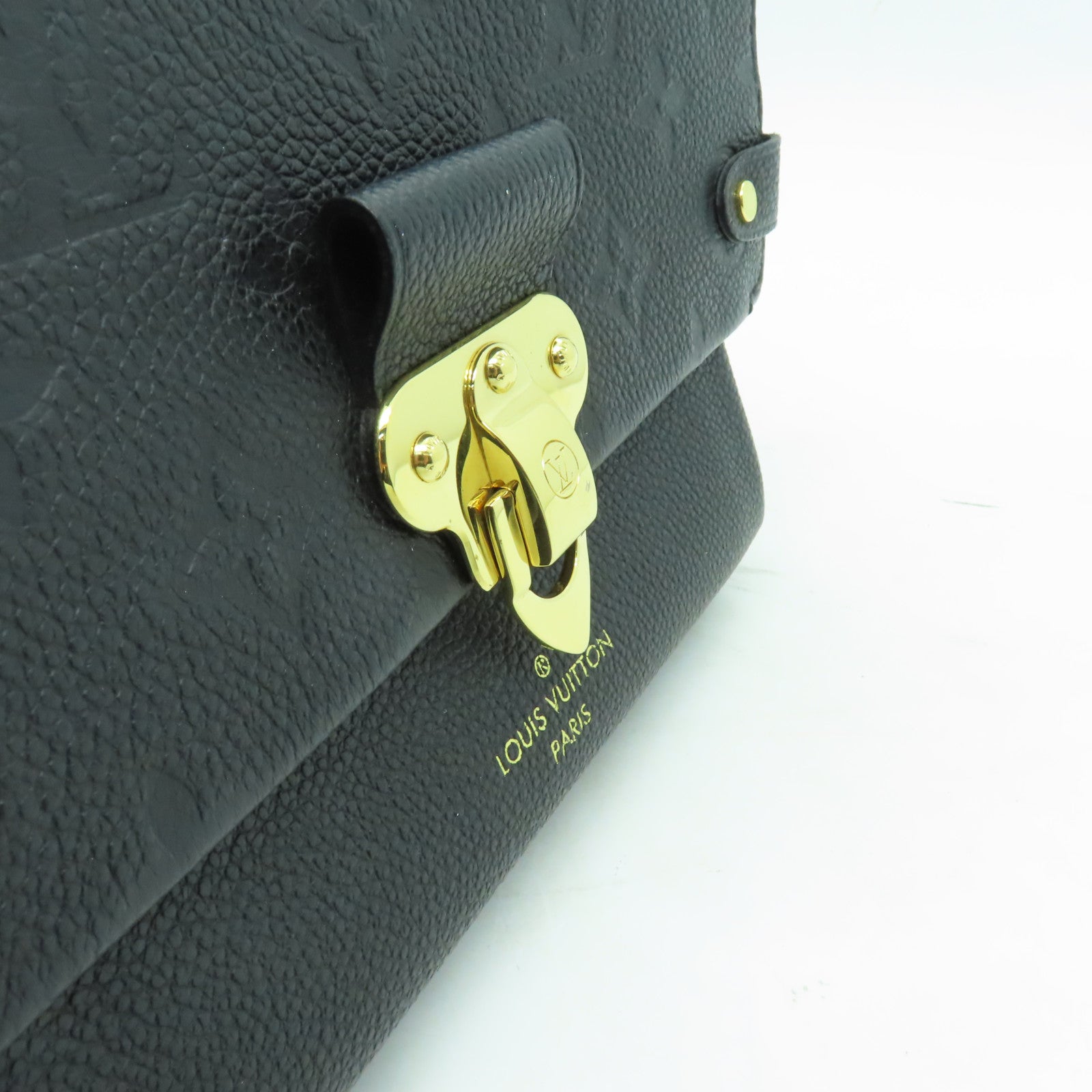 LOUIS VUITTON Monogram Empreinte Vavin BB金扣鏈帶肩背袋黑色