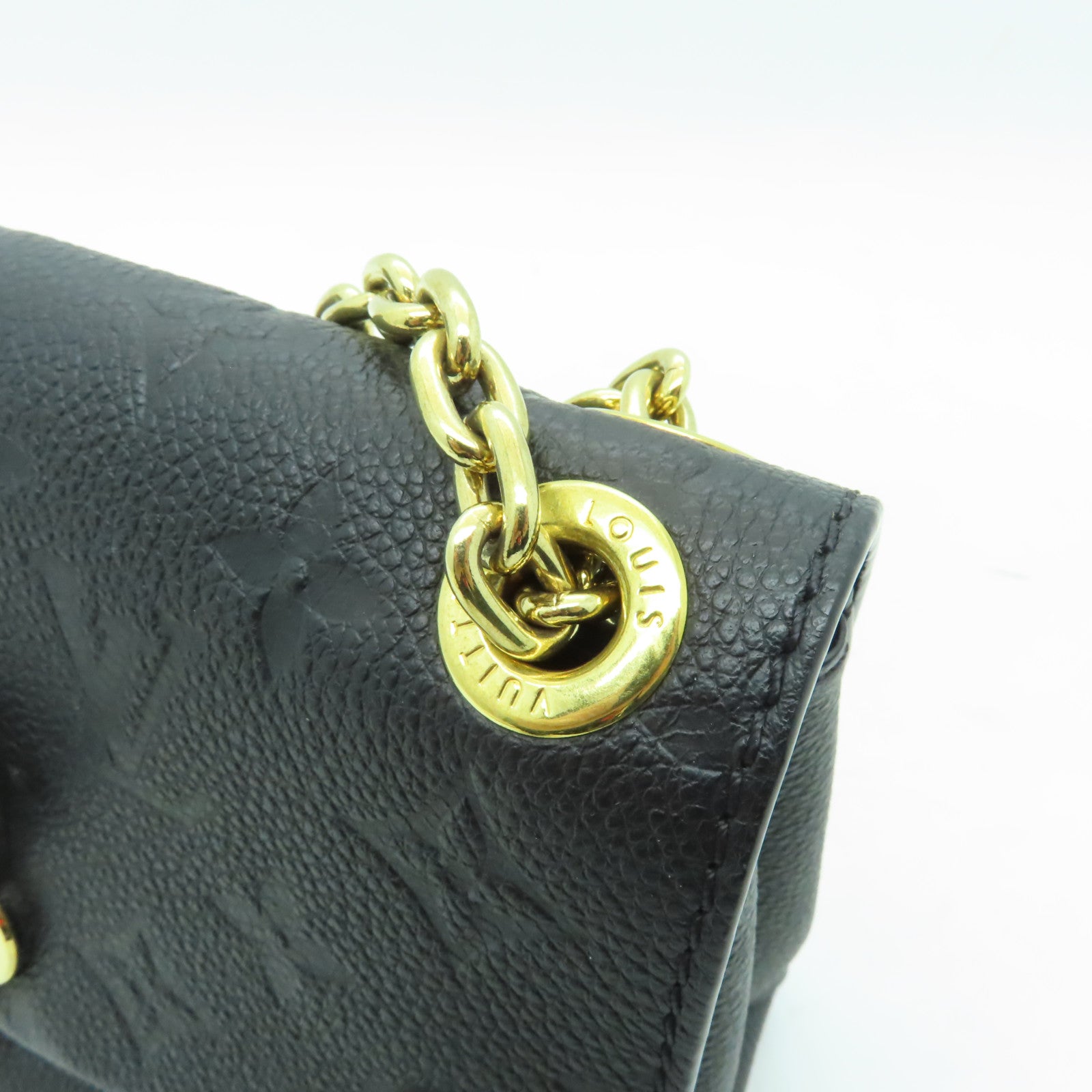 LOUIS VUITTON Monogram Empreinte Vavin BB金扣鏈帶肩背袋黑色