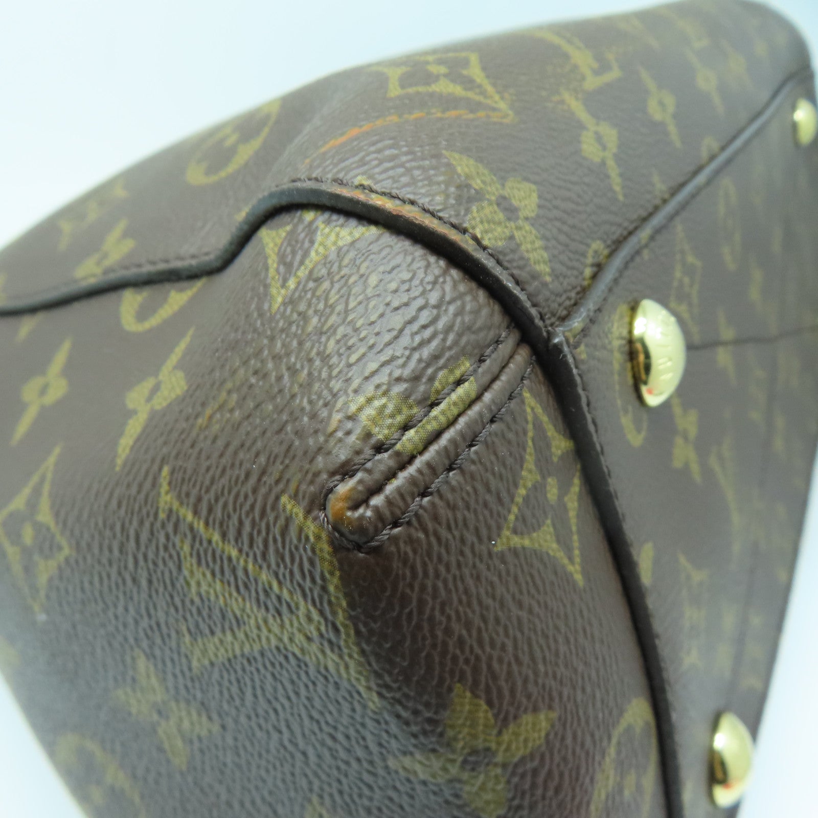 LOUIS VUITTON Monogram Montaigne MM金扣手挽肩背兩用袋棕色