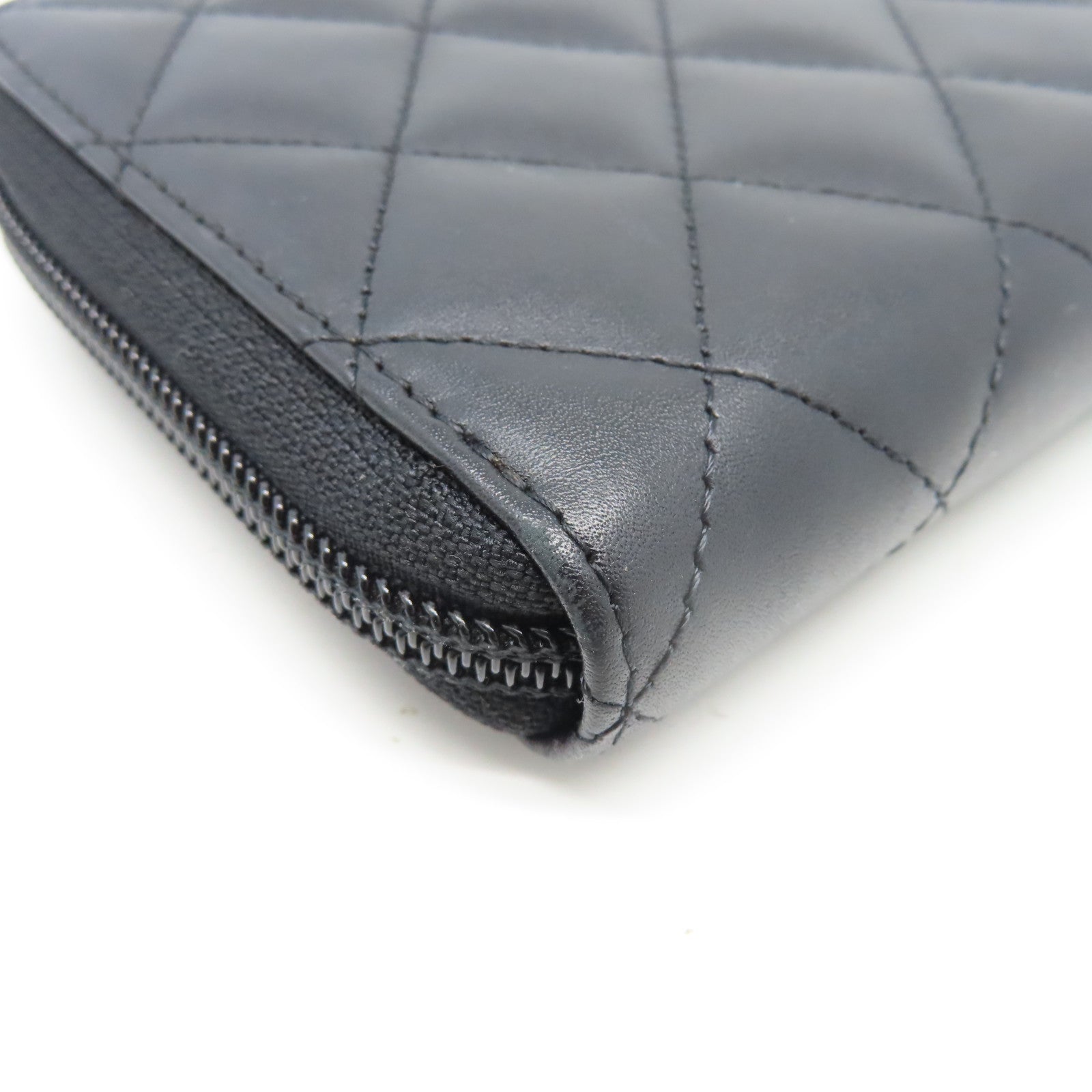 CHANEL 菱格Cambon Long Wallet銀扣長錢包黑色