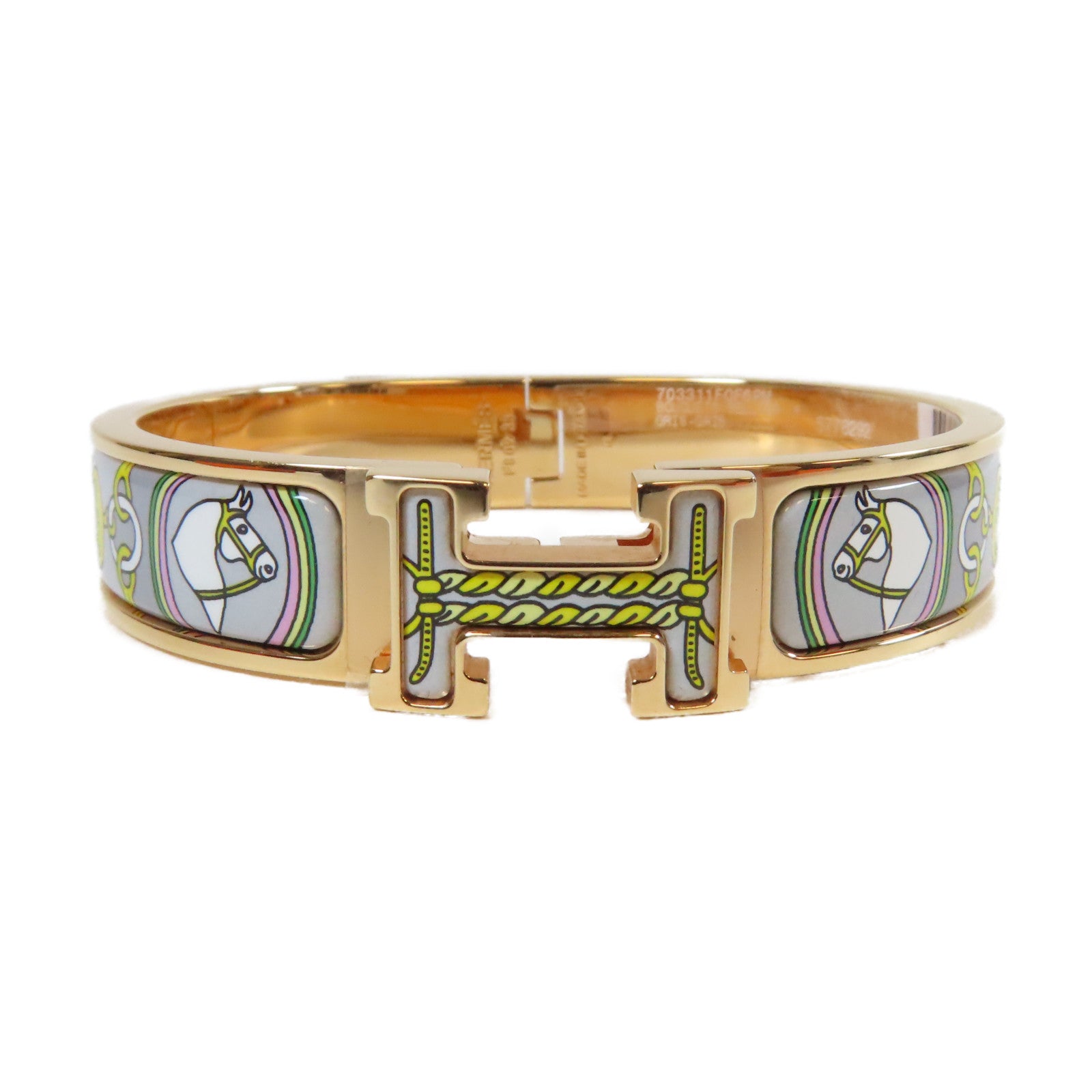 HERMES 金屬Clic H手鐲粉金色/灰色