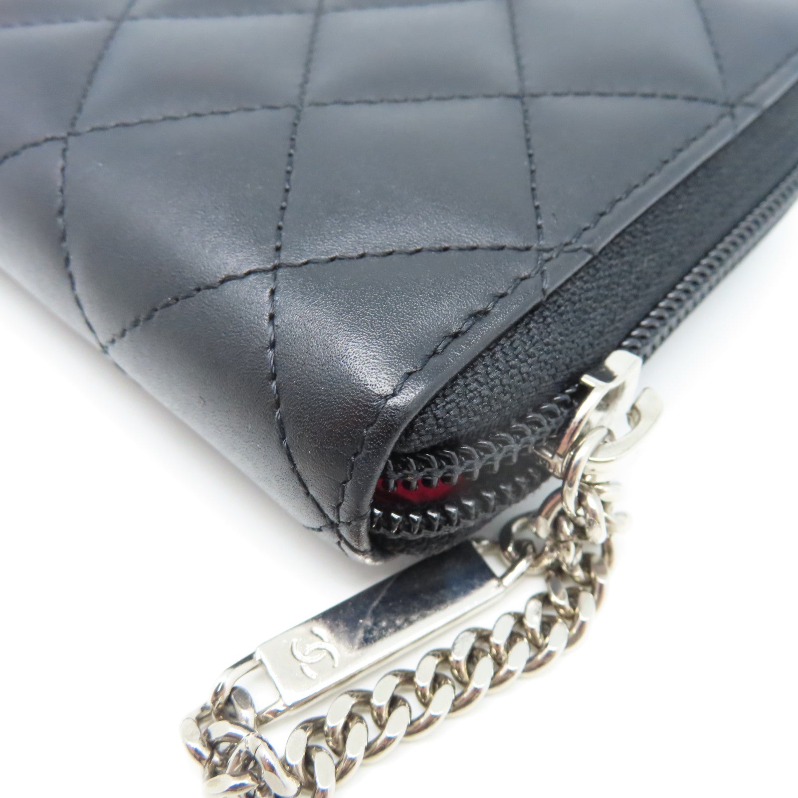 CHANEL 菱格Cambon Long Wallet銀扣長錢包黑色