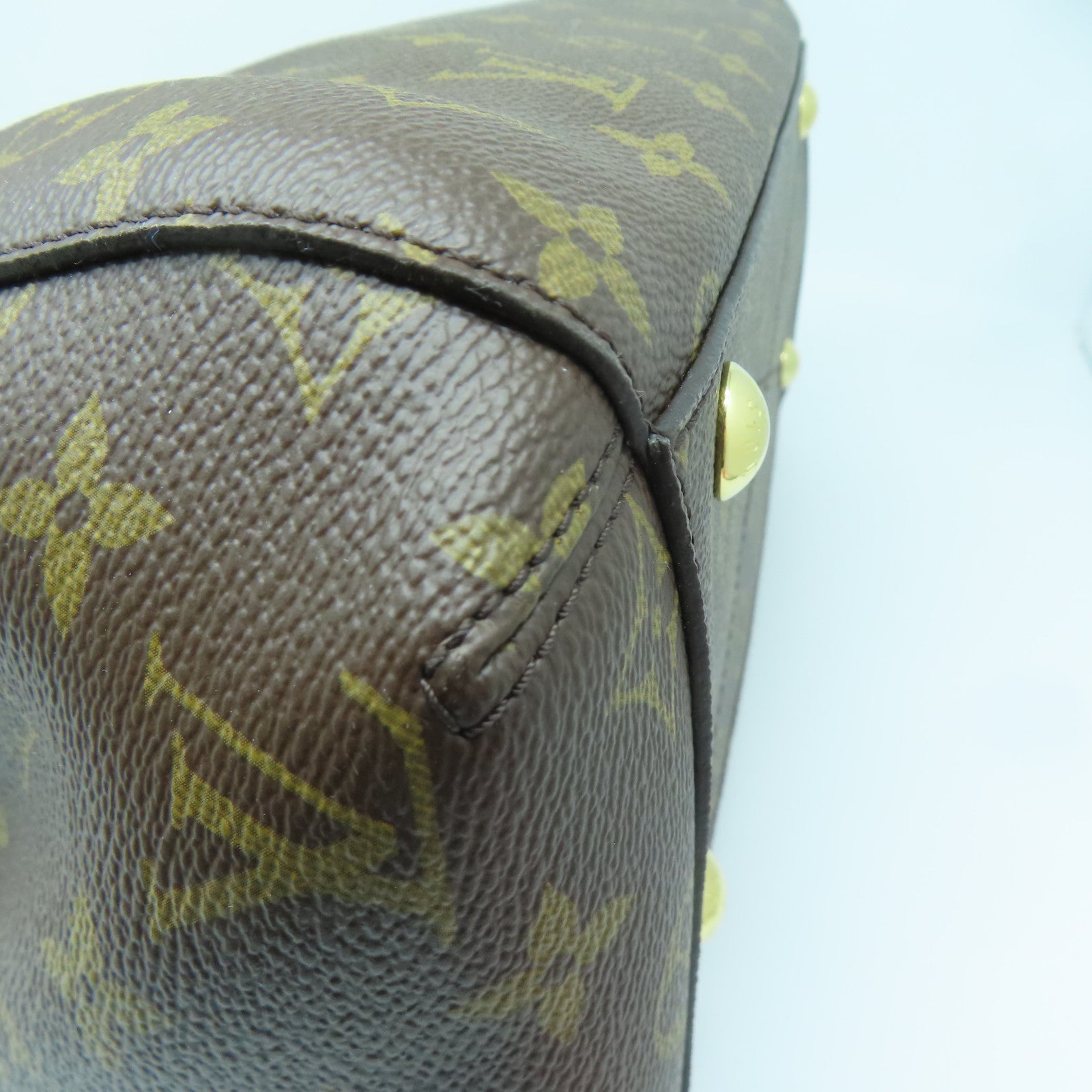 LOUIS VUITTON Monogram Montaigne MM金扣手挽肩背兩用袋棕色
