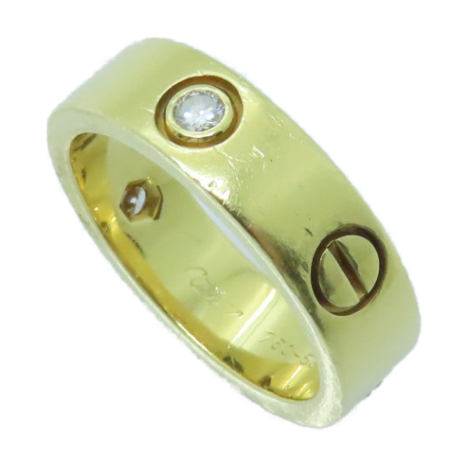 CARTIER 18K黄金Love Ring 3 Diamonds戒指US#6.5/Cartier#53