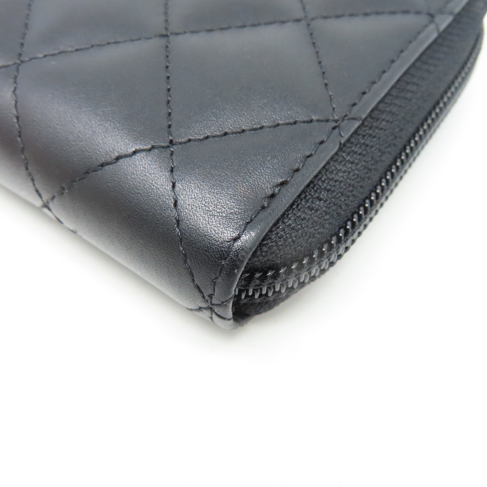 CHANEL 菱格Cambon Long Wallet銀扣長錢包黑色