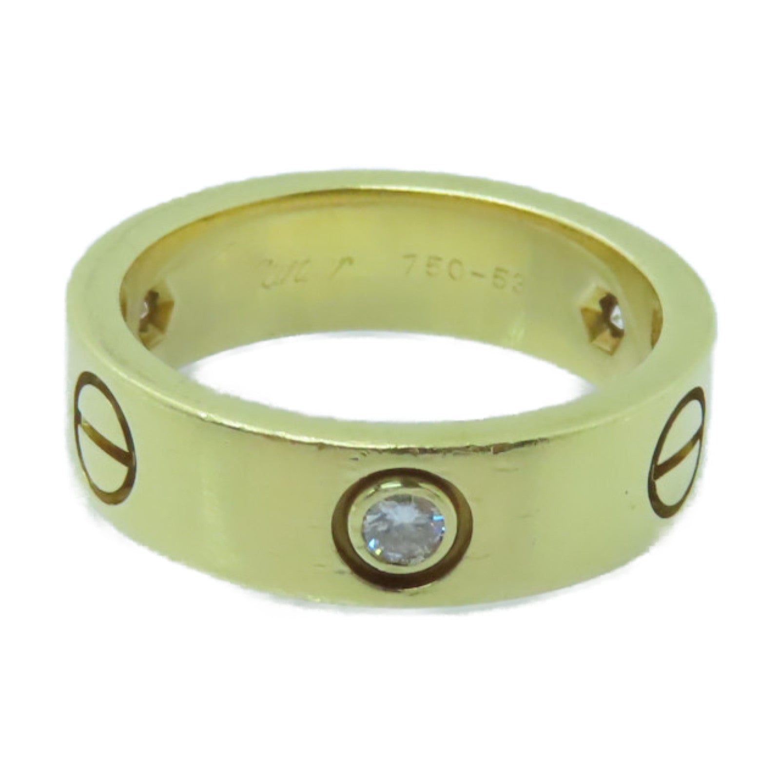 CARTIER 18K黄金Love Ring 3 Diamonds戒指US#6.5/Cartier#53