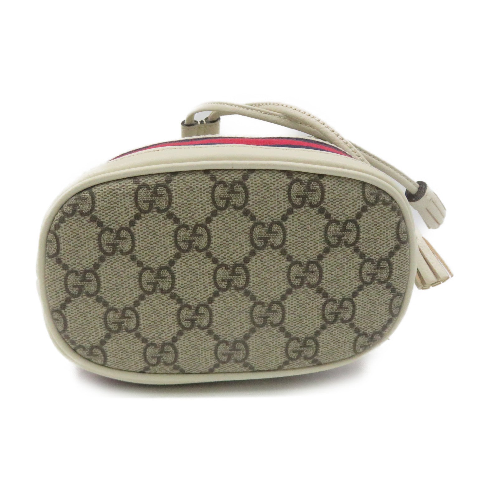 GUCCI 塗層帆布Mini Bucket Shoulder Bag肩背袋啡色/白色