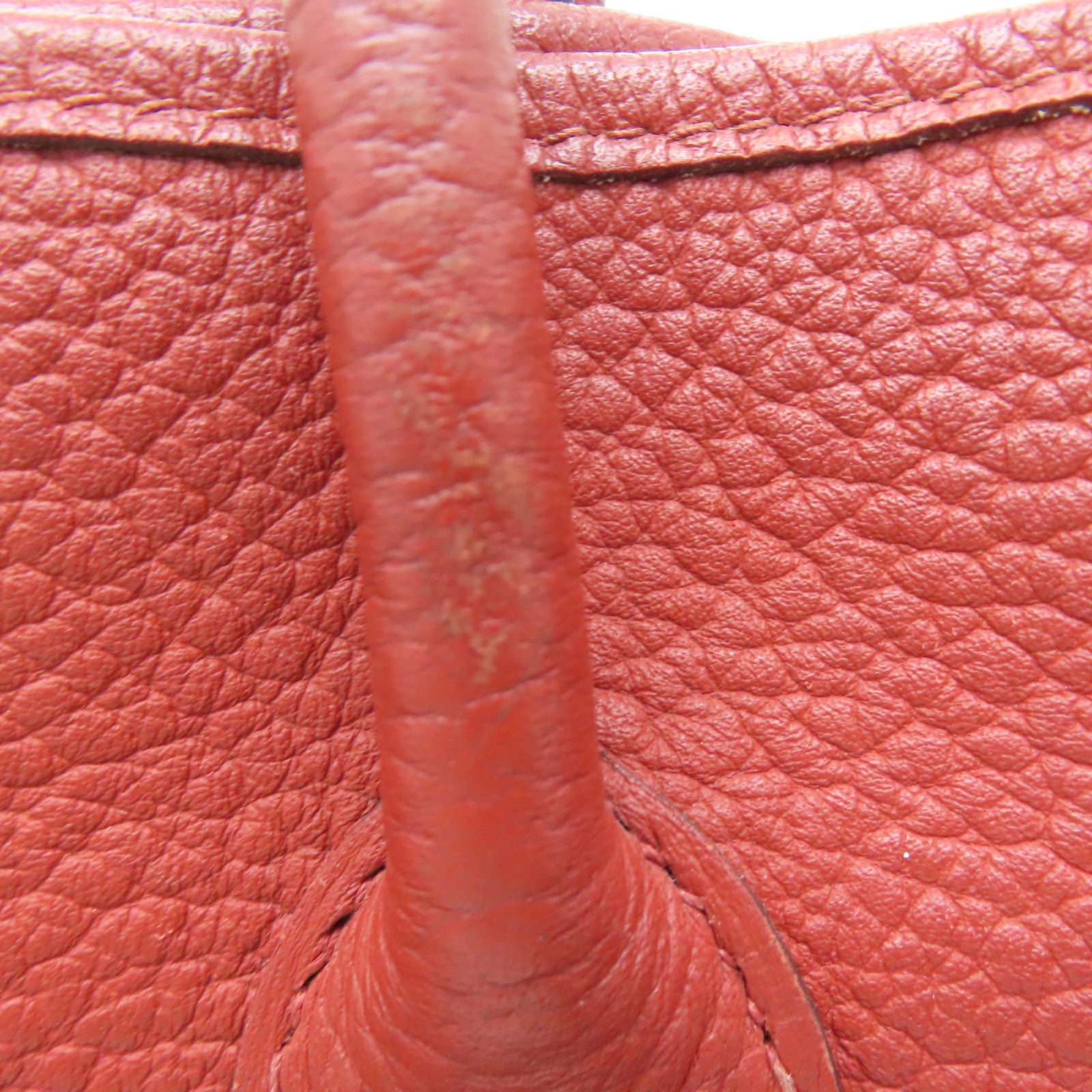 HERMES Clemence Leather Garden Party PM Silver Buckle Handle Bag Red