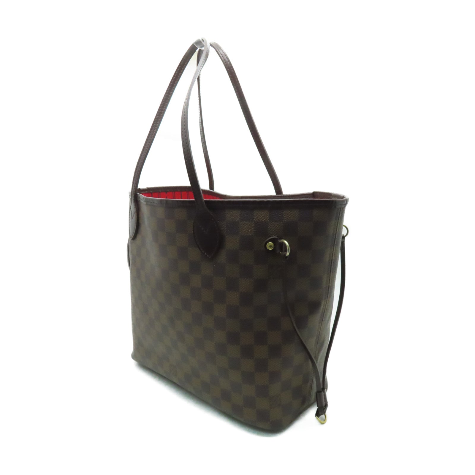 LOUIS VUITTON Damier Neverfull MM金扣手挽袋啡色