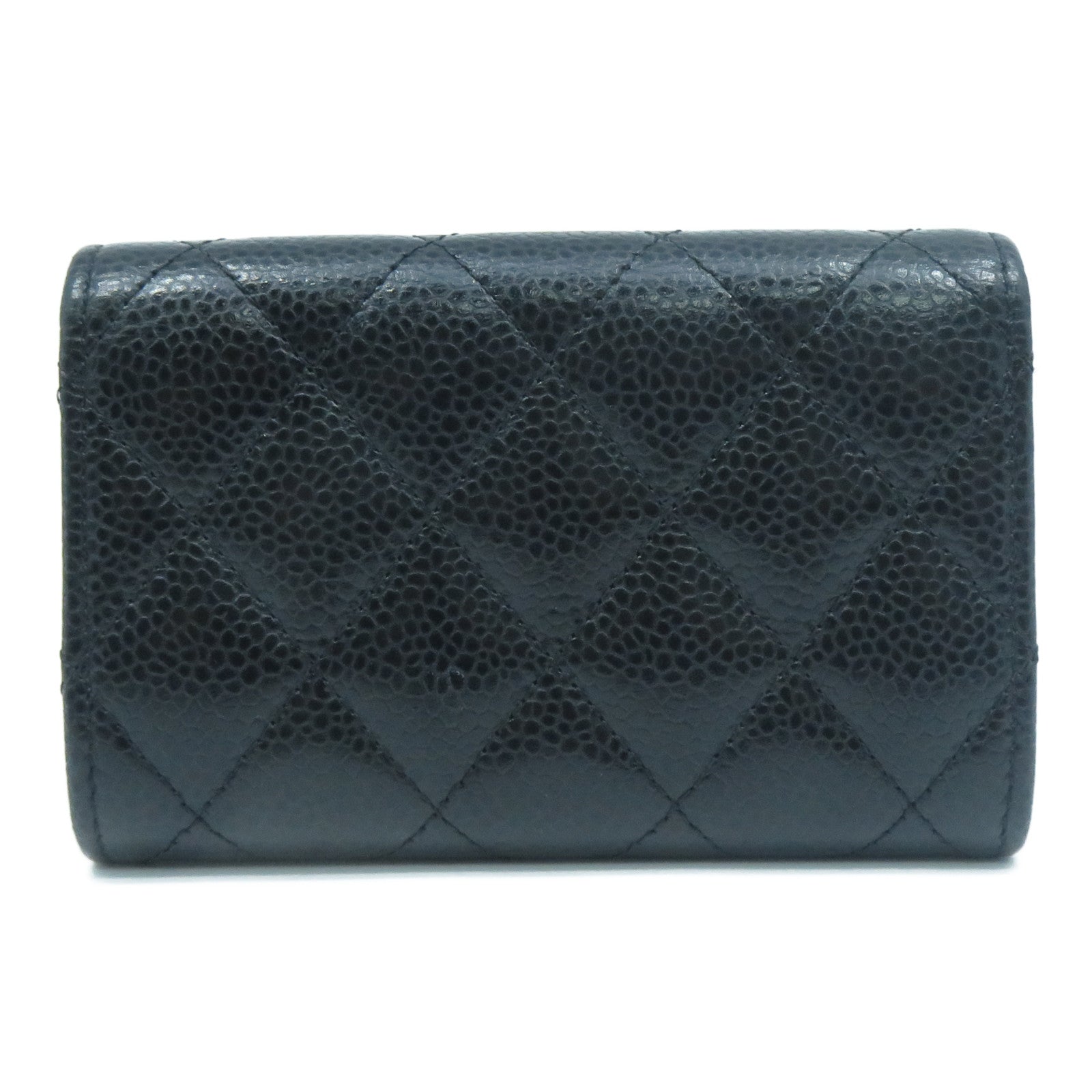 CHANEL 菱格Caviar皮革Card Case金扣卡片套黑色