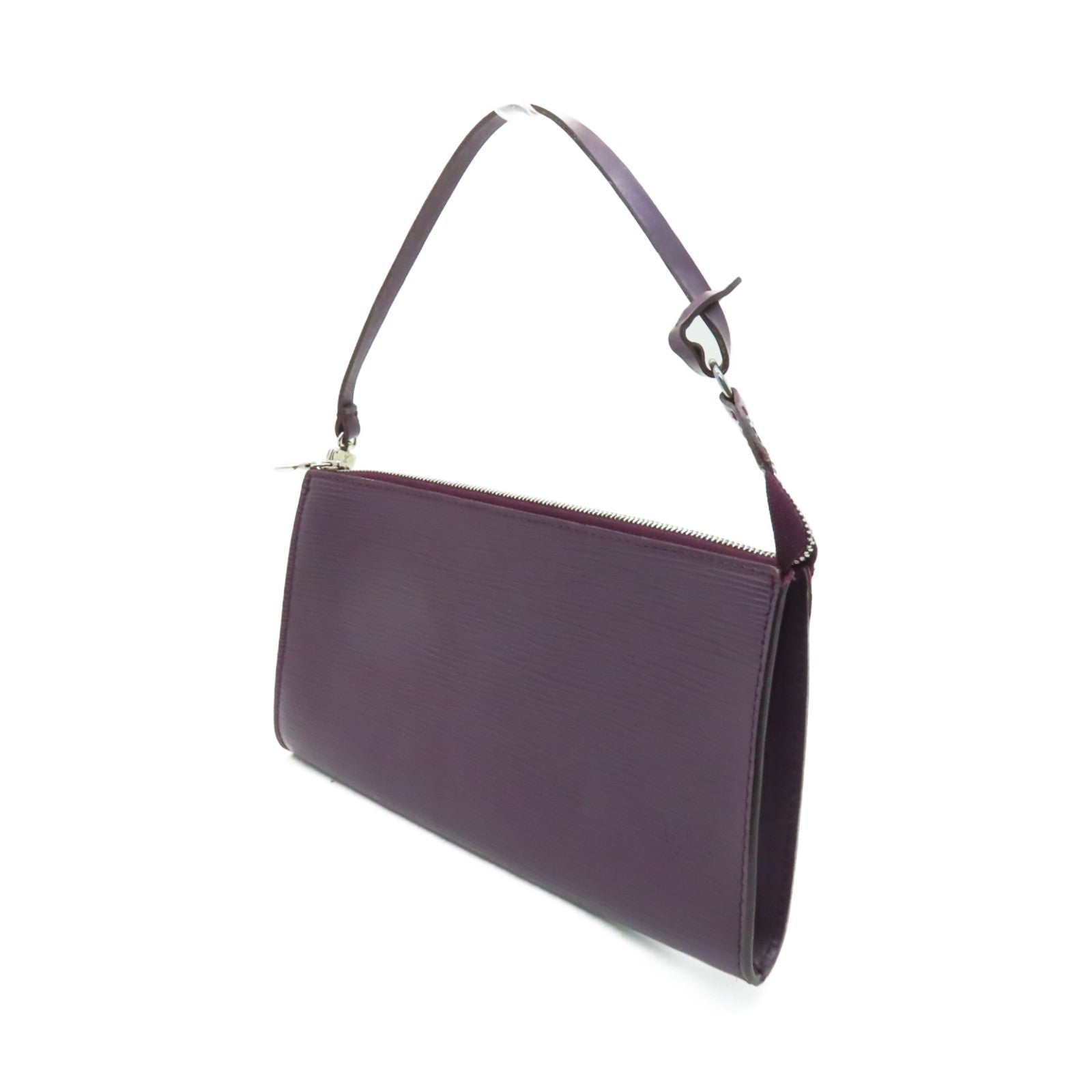 LOUIS VUITTON Epi Pochette Accessoires銀扣手挽袋紫色